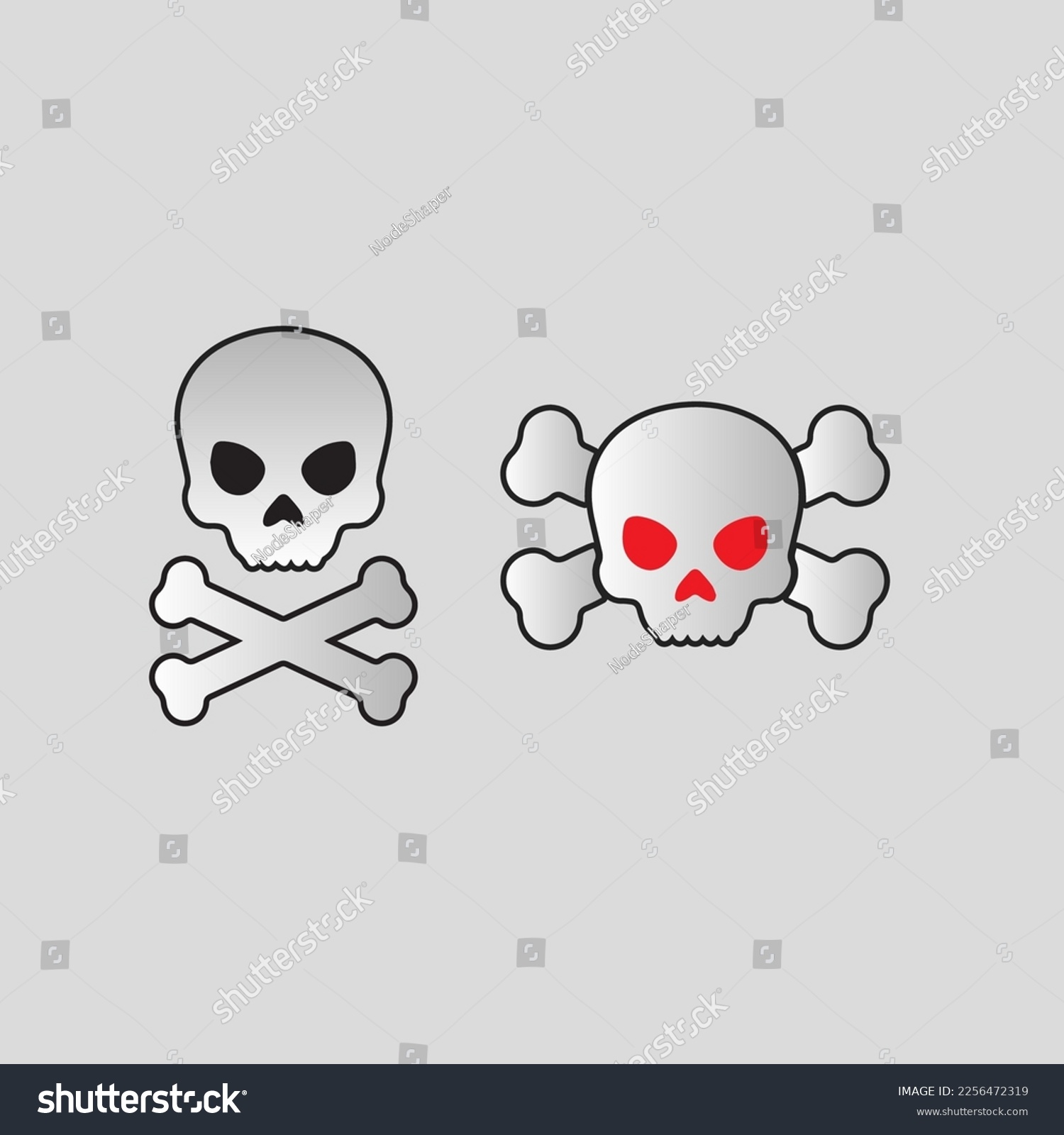 SVG of Two Skull Vector Set with Black and Red Eyes svg