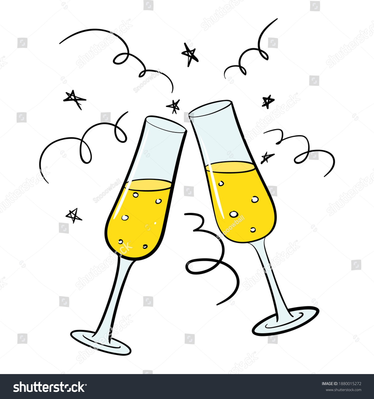 Two Sparkling Glasses Champagne Stock Vector Royalty Free 1880015272