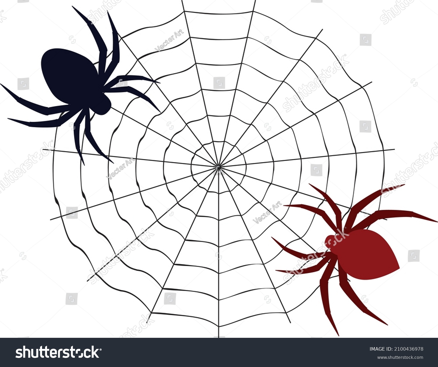 Two Spider Vector Art Illustration Stock Vector (Royalty Free) 2100436978