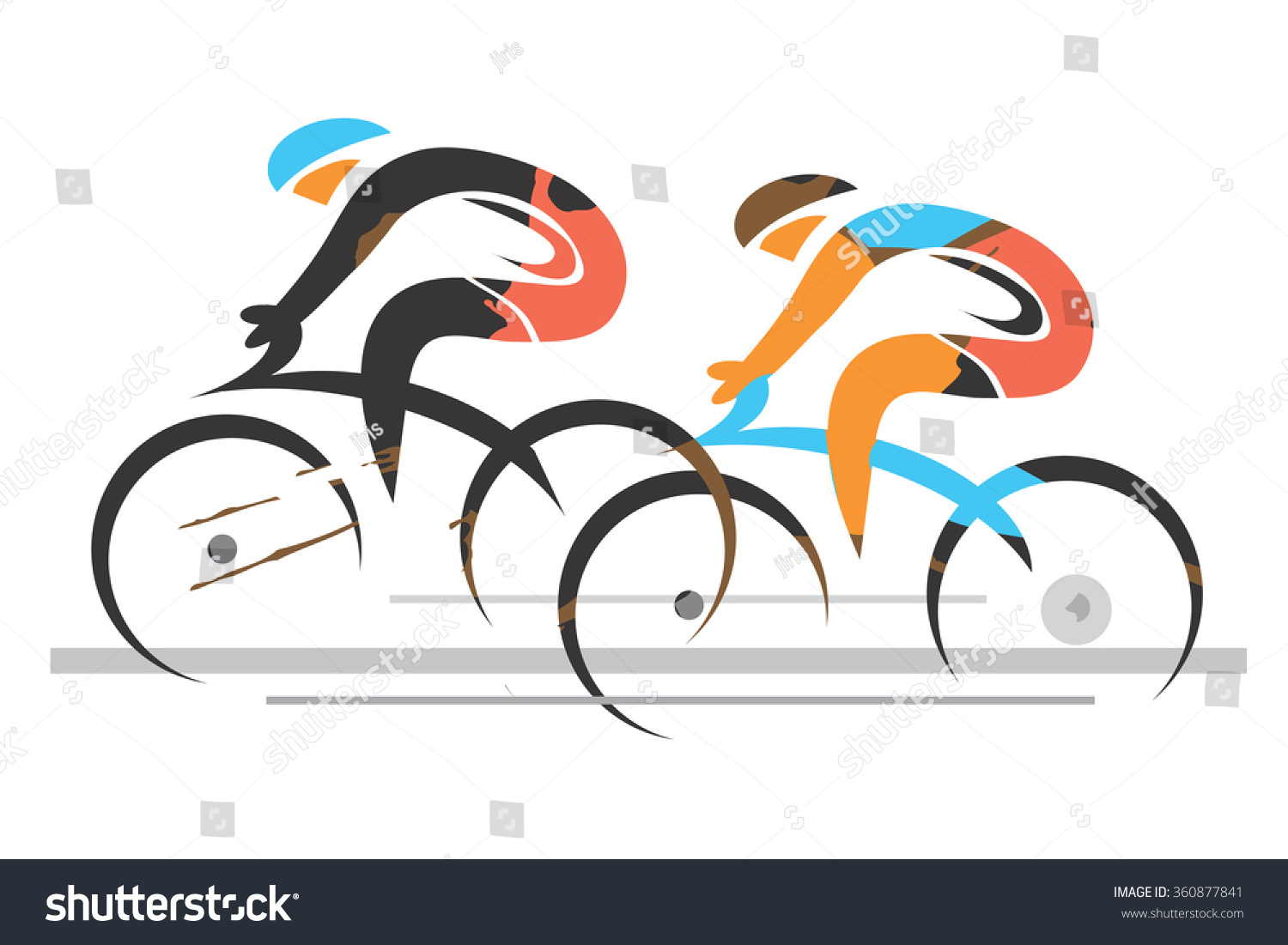 Two Sport Cyclists. Two Racing Cyclists. Colorful Stylized Illustration ...