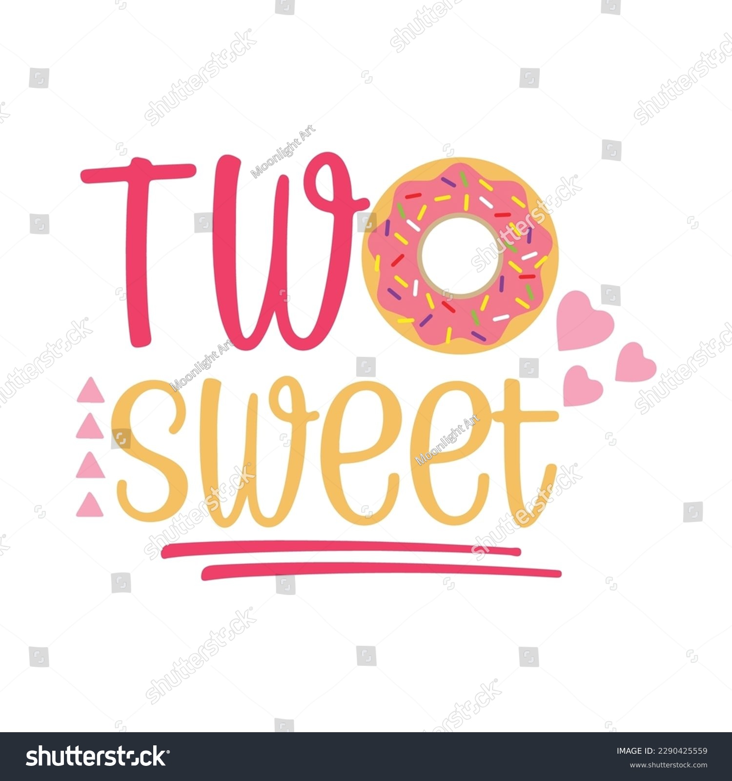 SVG of Two Sweet Donut SVG cut file, 2nd Second birthday SVG, 2 years old girl Birthday party cutting file for Cricut and Silhouette png dxf eps svg
