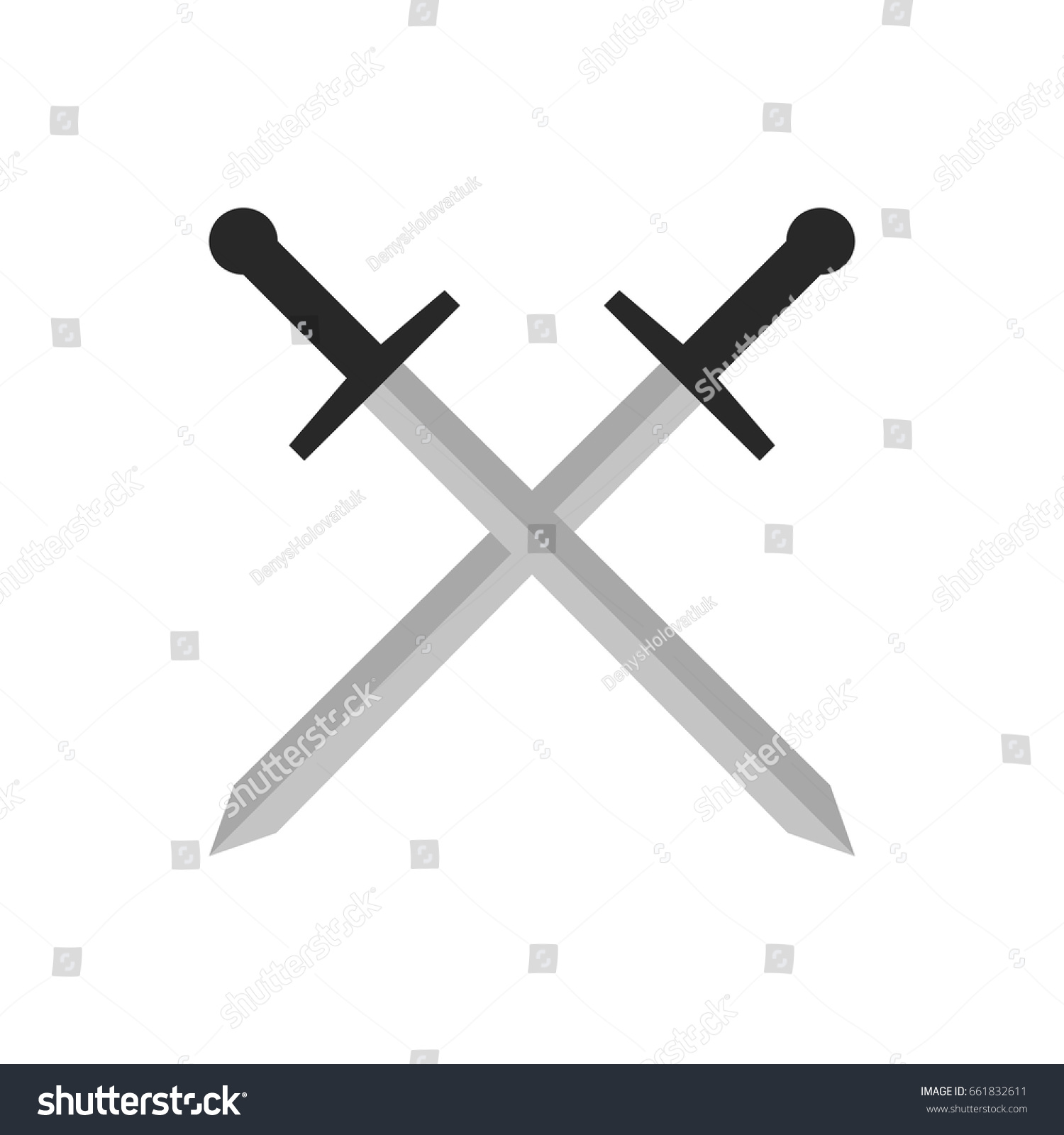 Two Swords Icon Logo Stock Vector (Royalty Free) 661832611