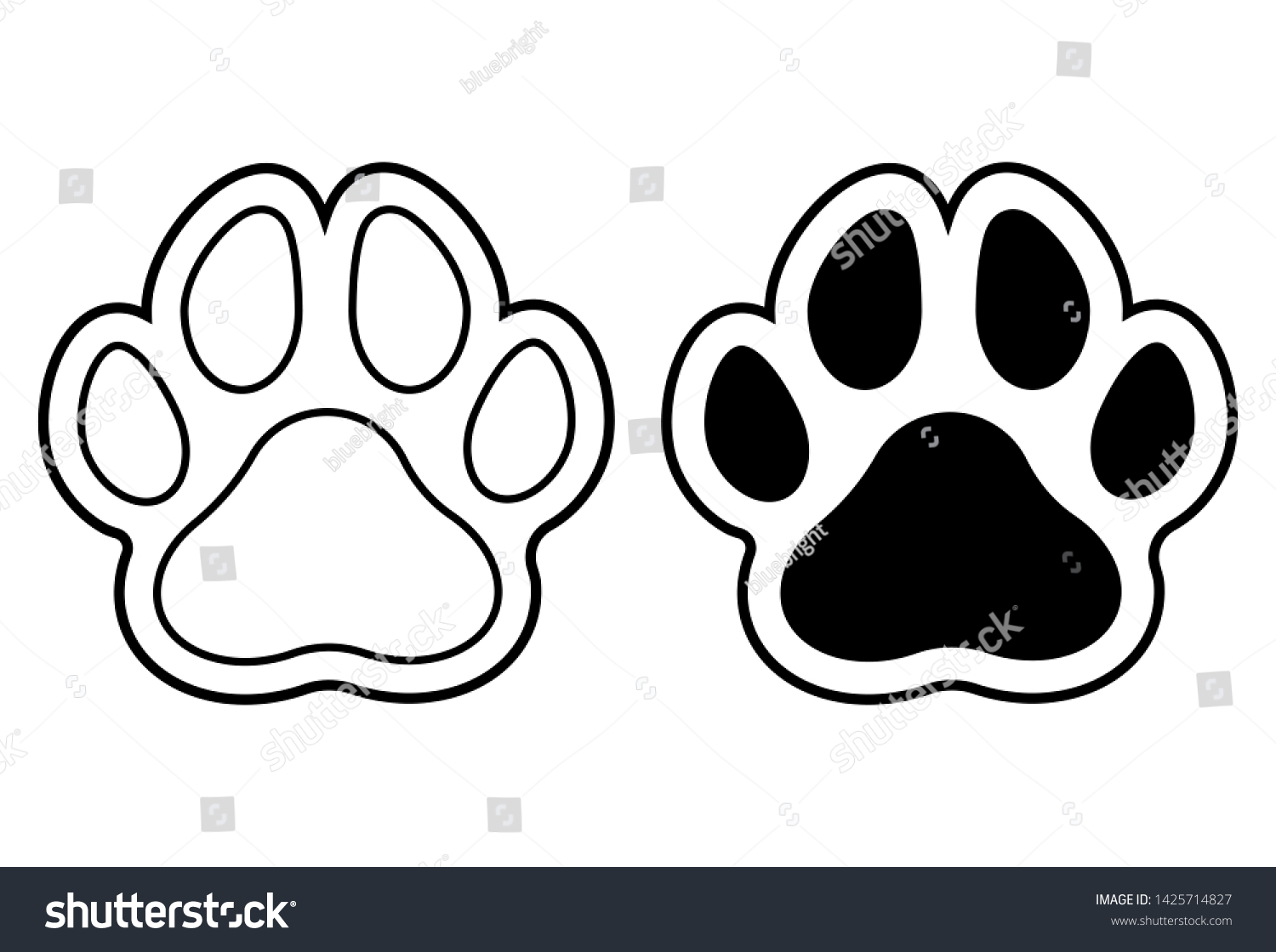 Two Variations Pet Paw Prints Isolated Stock Vector (Royalty Free ...