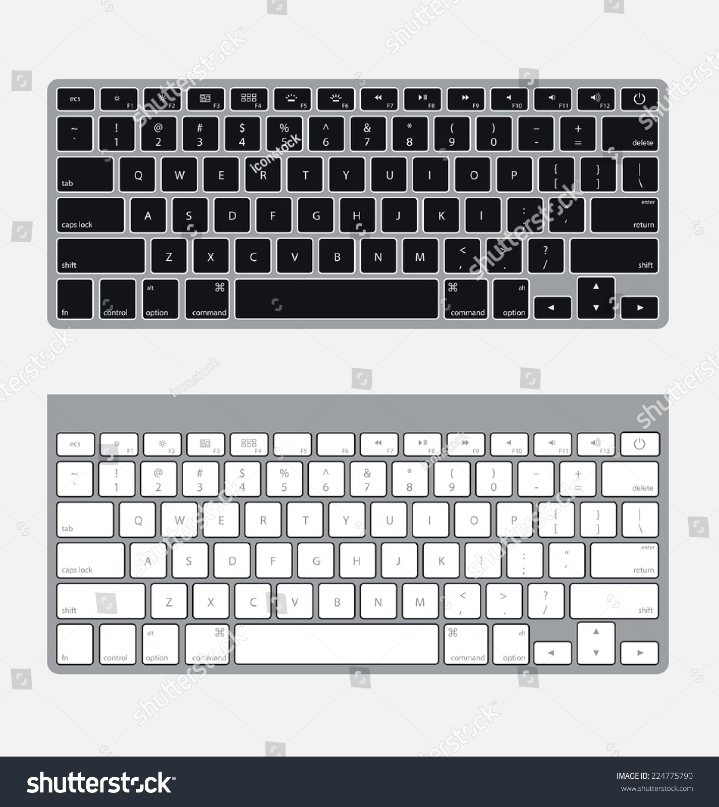 Two Vector Modern Computer Keyboards Flat Stock Vector 224775790 ...