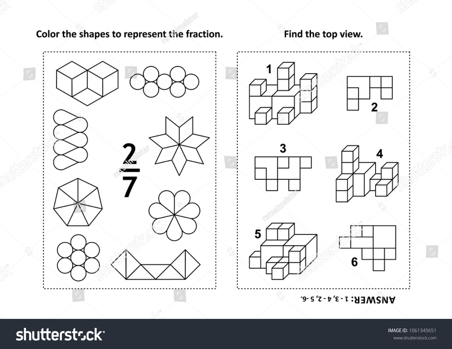 Two Visual Math Puzzles Coloring Pages Stock Vector (Royalty Free