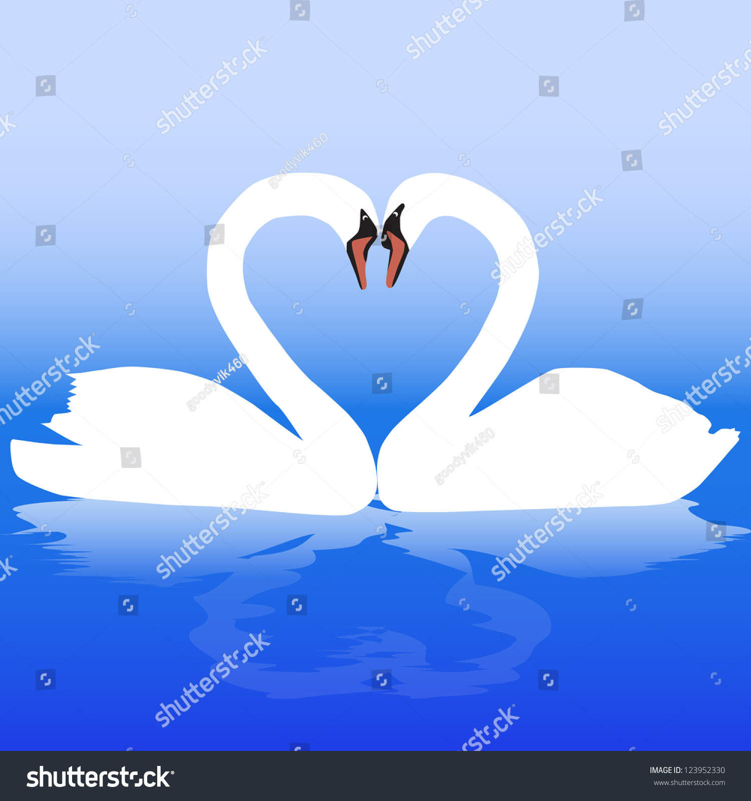 Two White Swans Love Stock Vector Royalty Free 123952330 Shutterstock