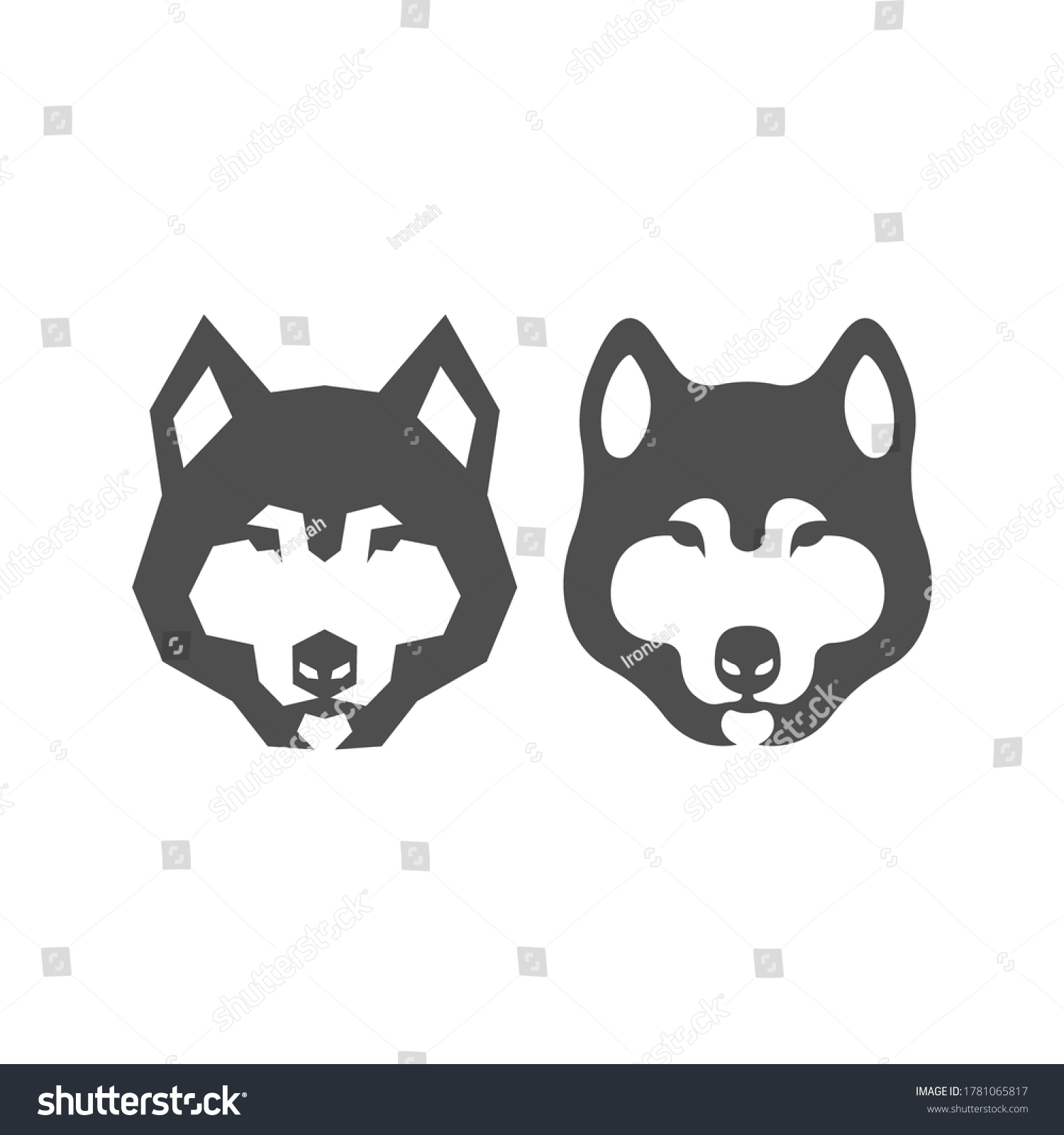 Two Wolf Head Icon Logo Vector Stock Vector (Royalty Free) 1781065817