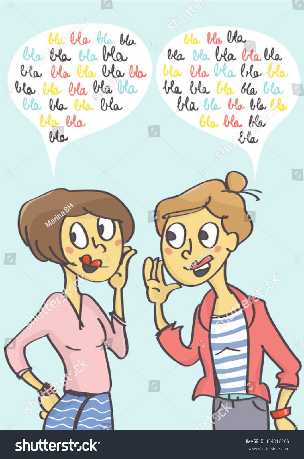 Two Women Gossiping Comic Balloons Above Stock Vector Royalty Free