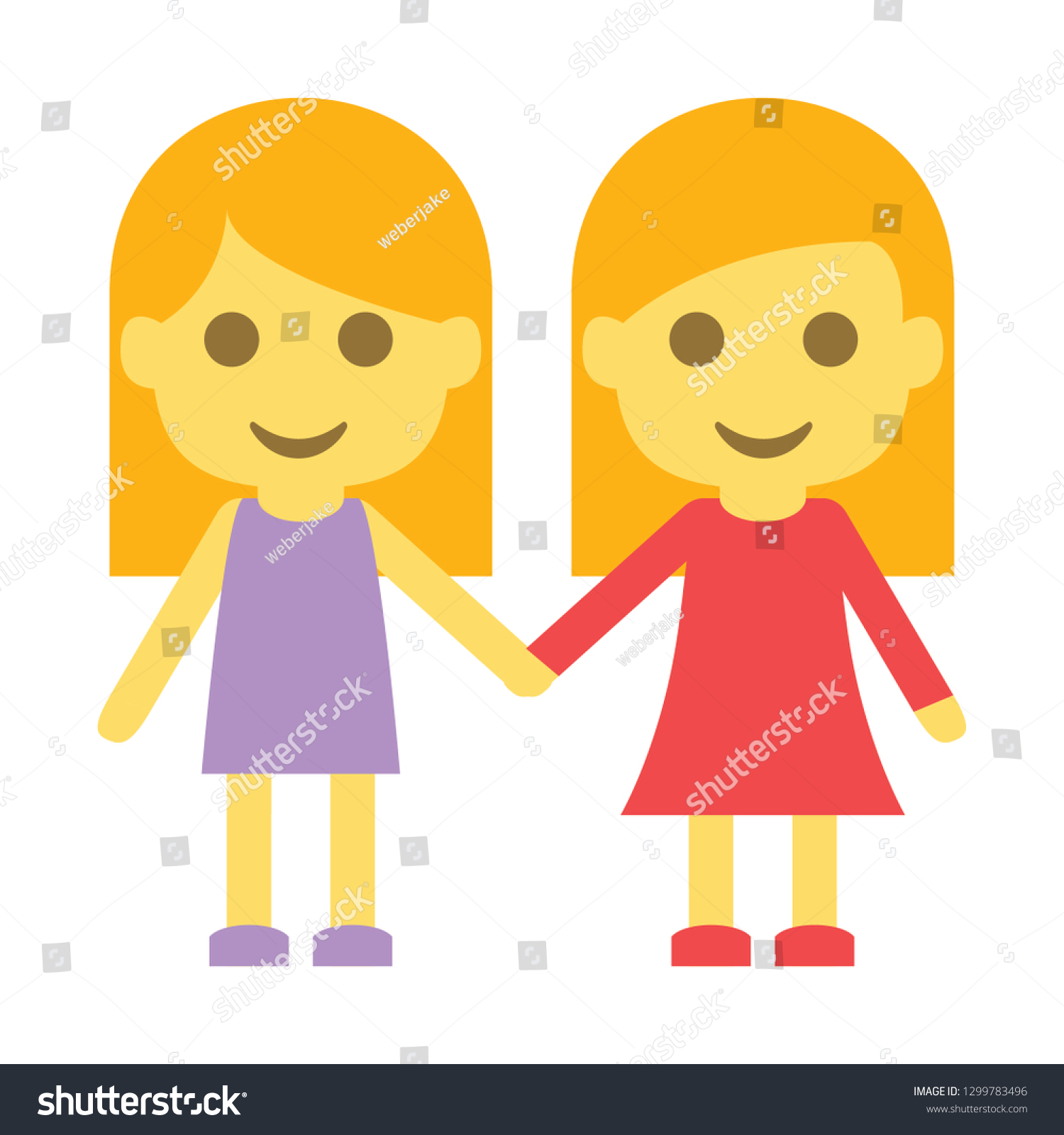 Two Women Holding Hands Emoji Stock Vector Royalty Free