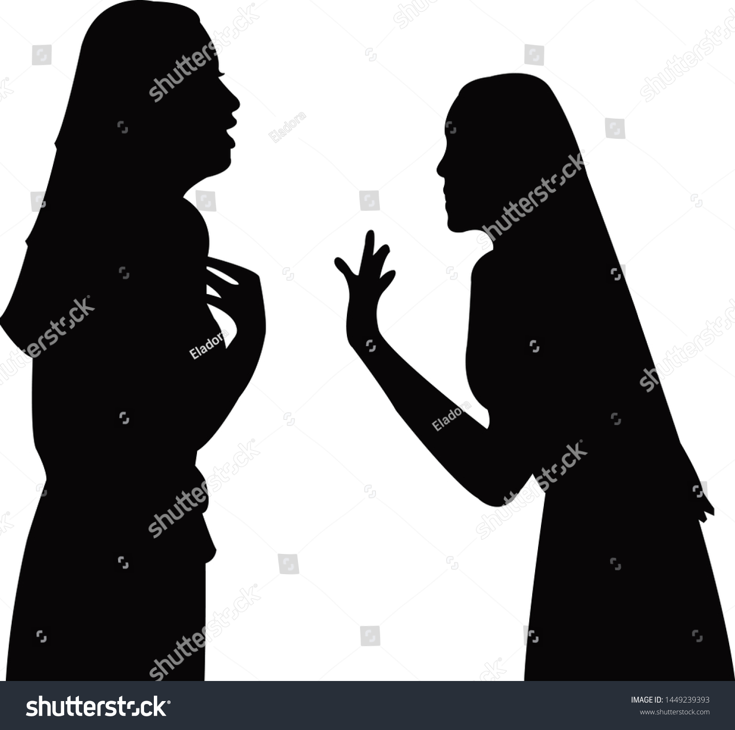 Two Women Making Chat Silhouette Vector Stock Vector Royalty Free