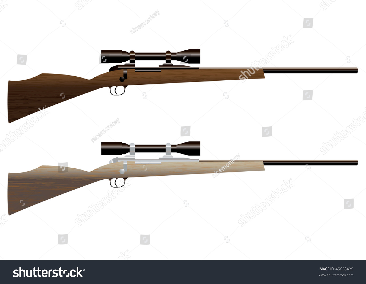 Two Wooden Hunting Rifles Sight Wood Stock Vector (Royalty Free ...