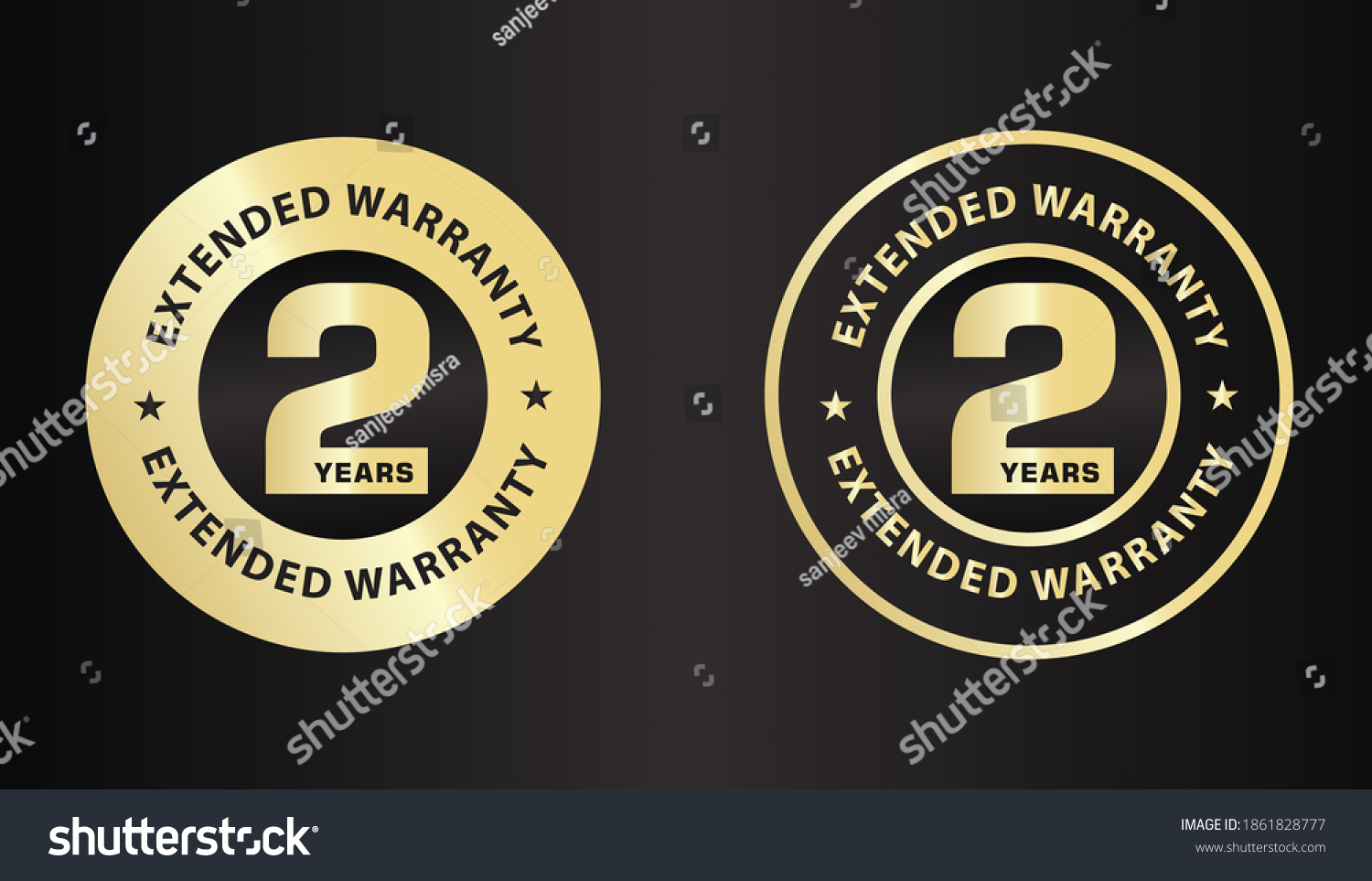 Two Year Extended Warranty Vector Set Stock Vector Royalty Free