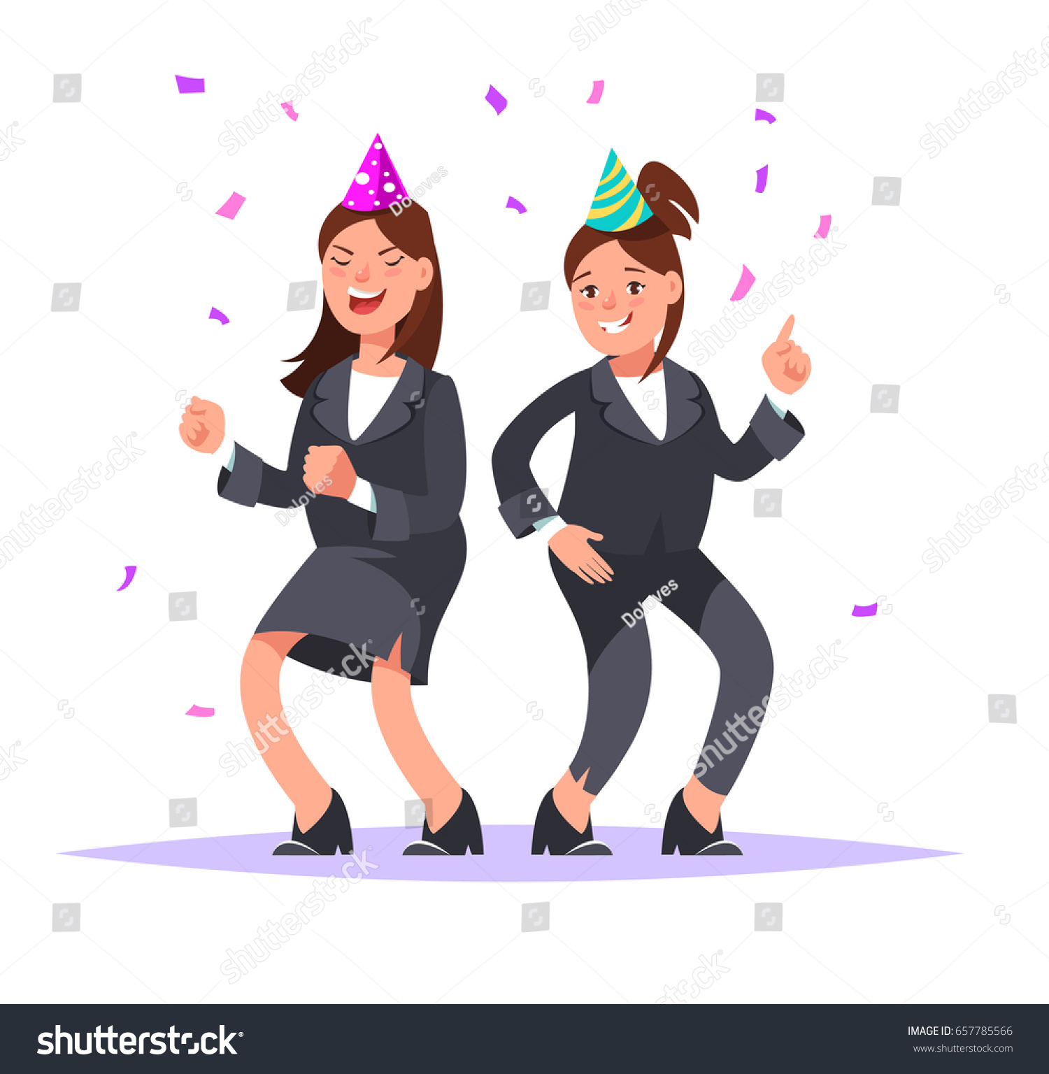 Two Young Businesswomen Having Fun Corporate Stock Vector 657785566 ...