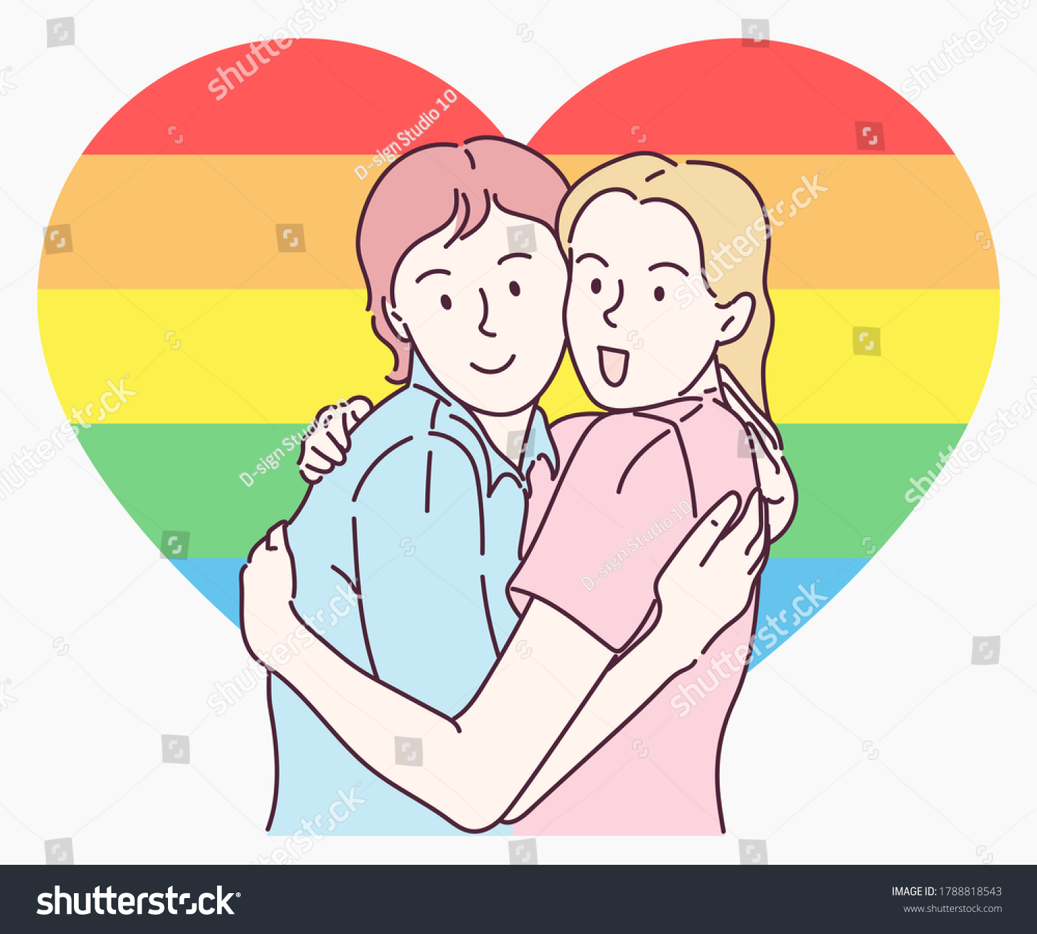 Two Young Women Embracing Each Other Stock Vector Royalty Free 1788818543 Shutterstock 