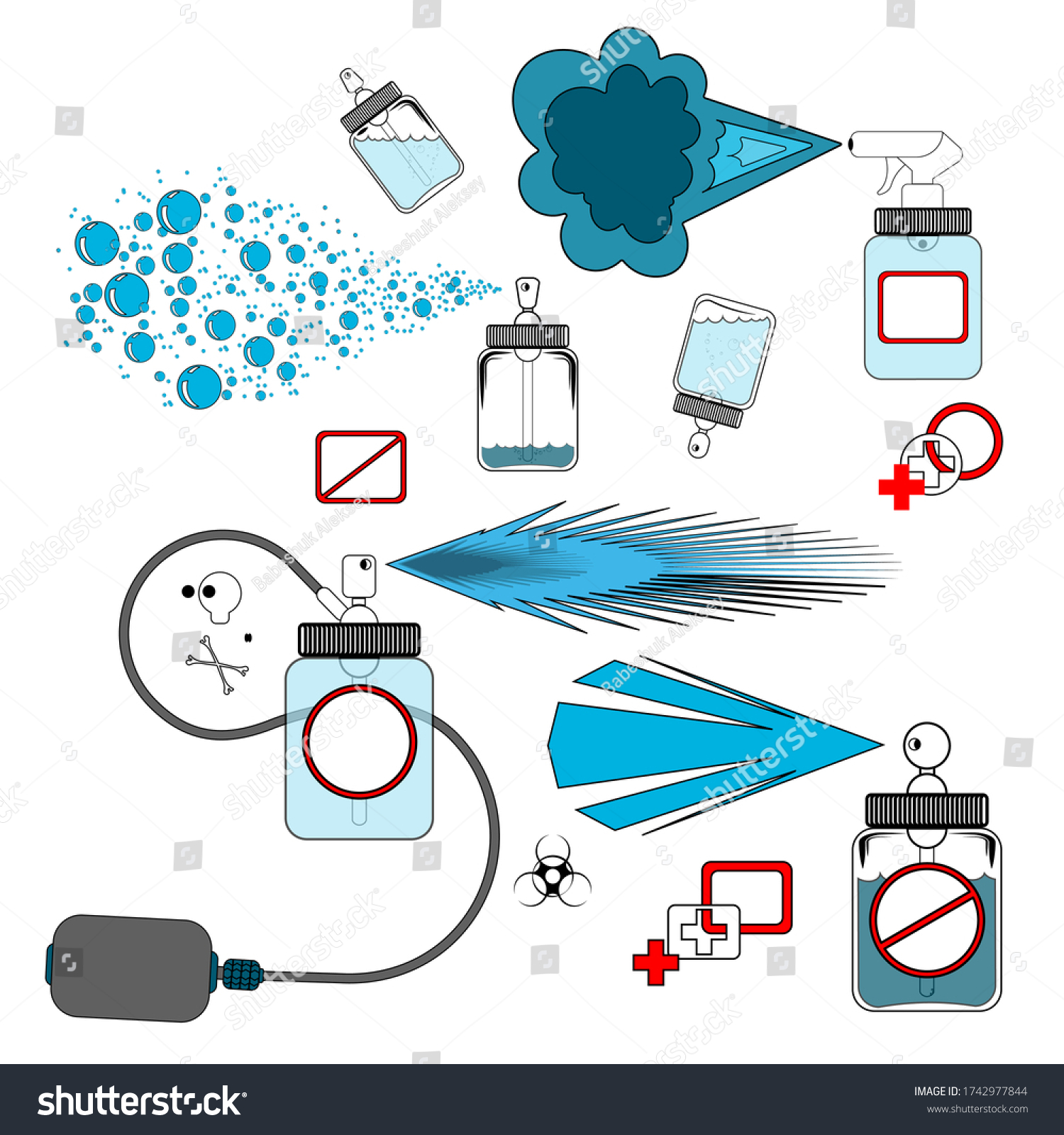 Types Disinfection Disinfectant Aerosol Can Glass Stock Vector Royalty Free 1742977844