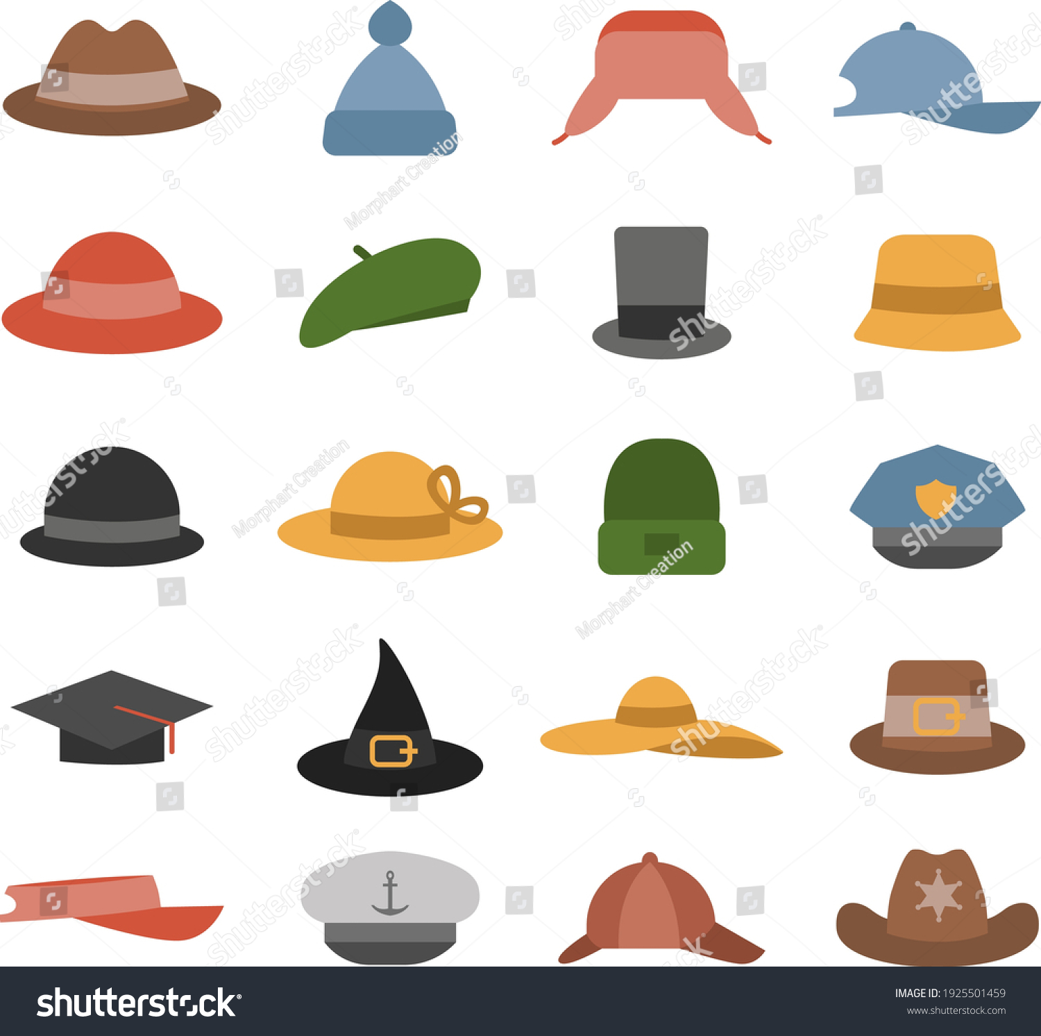 Types Hats Illustration Vector On White Stock Vector (Royalty Free ...
