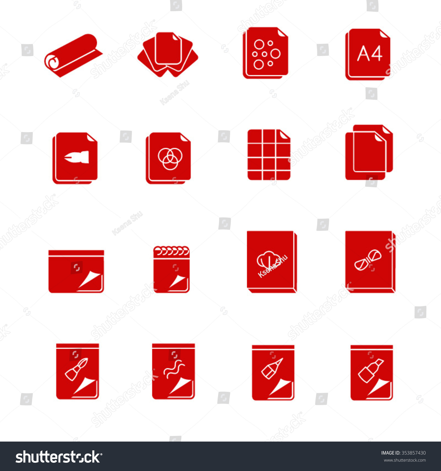 Types Paper Canvases Art Glyph Icons Stock Vector Royalty Free