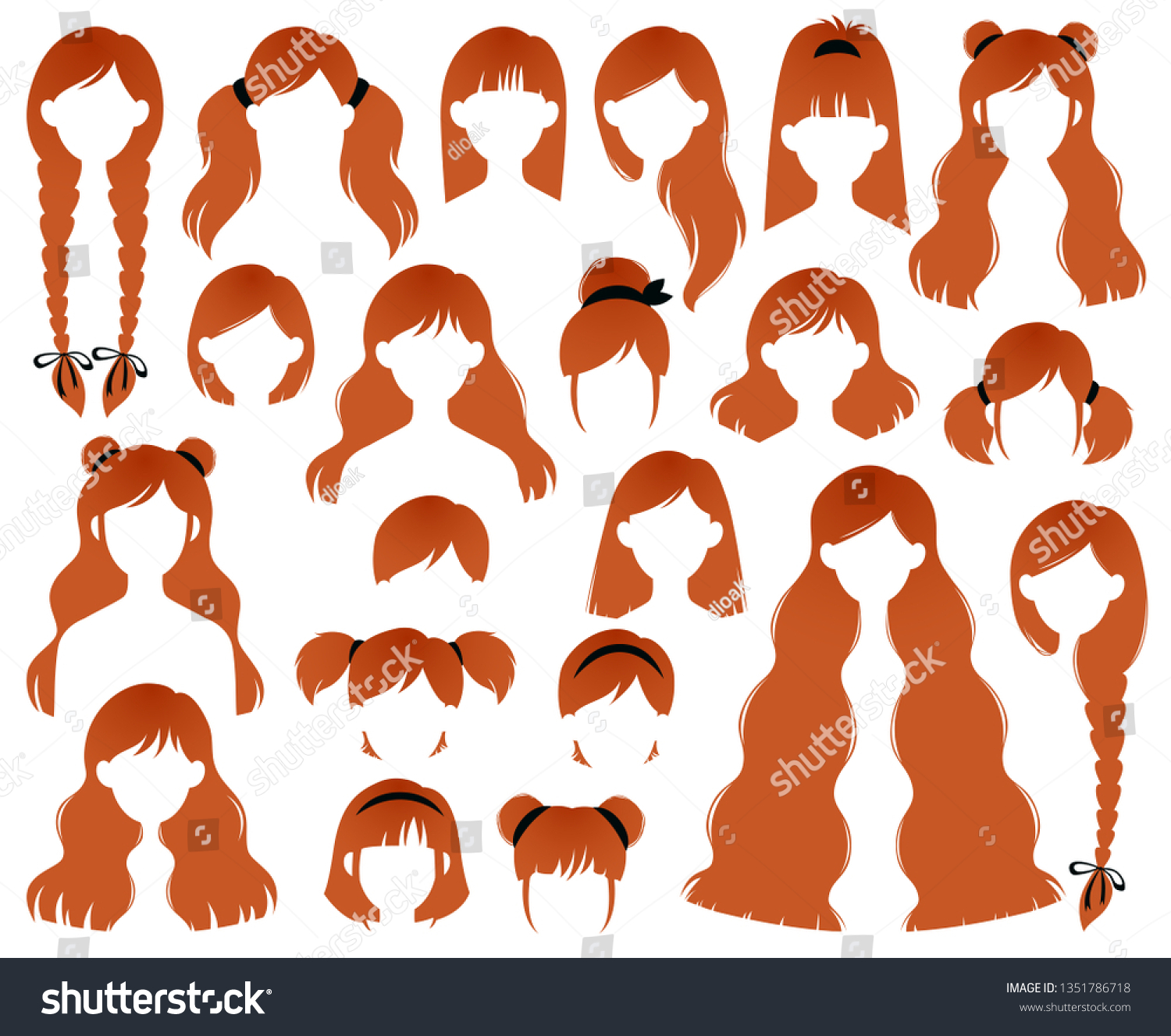 Types Hairstyles Redhead Beehive Bob Braided Stock Vector Royalty Free