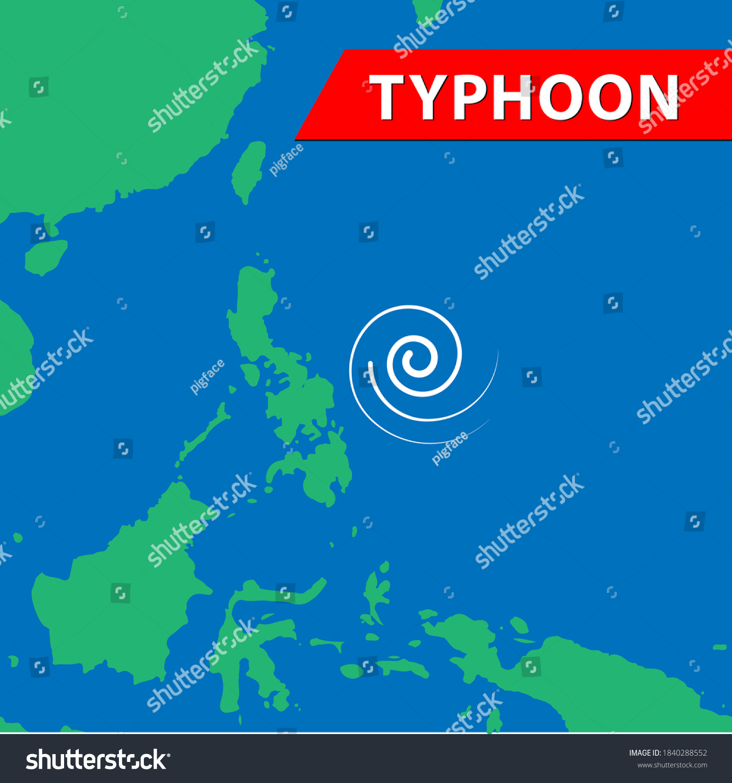 Typhoon Vector Illustration Over Philippines Stock Vector (Royalty Free ...