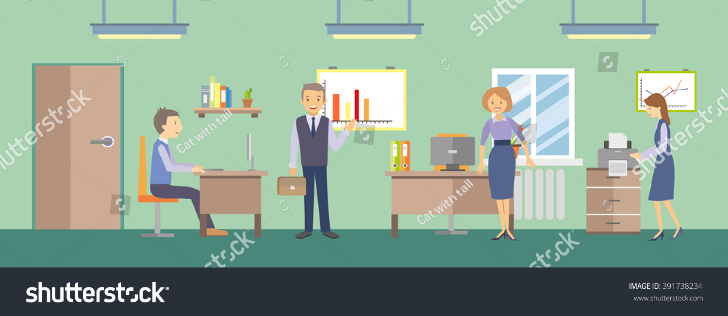 Typical Working Day In The Office. Vector Illustration. - 391738234 ...