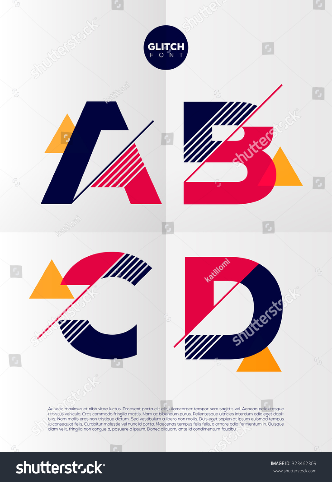 Typographic Alphabet Set Contains Vibrant Colors Stock 