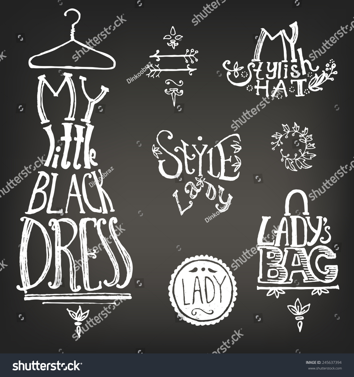 typographic composition chalk on blackboard little stock vector