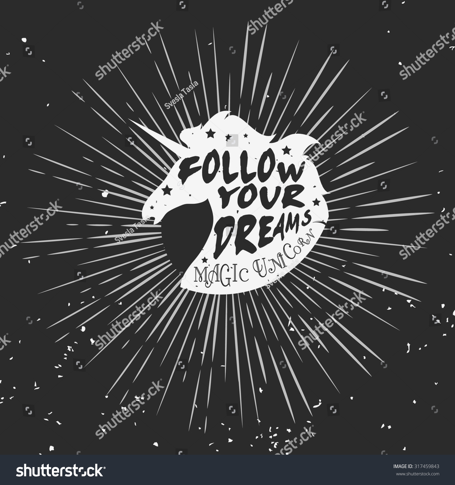 Typographic Poster Unicorn Follow Your Dreams Stock Vector (Royalty ...