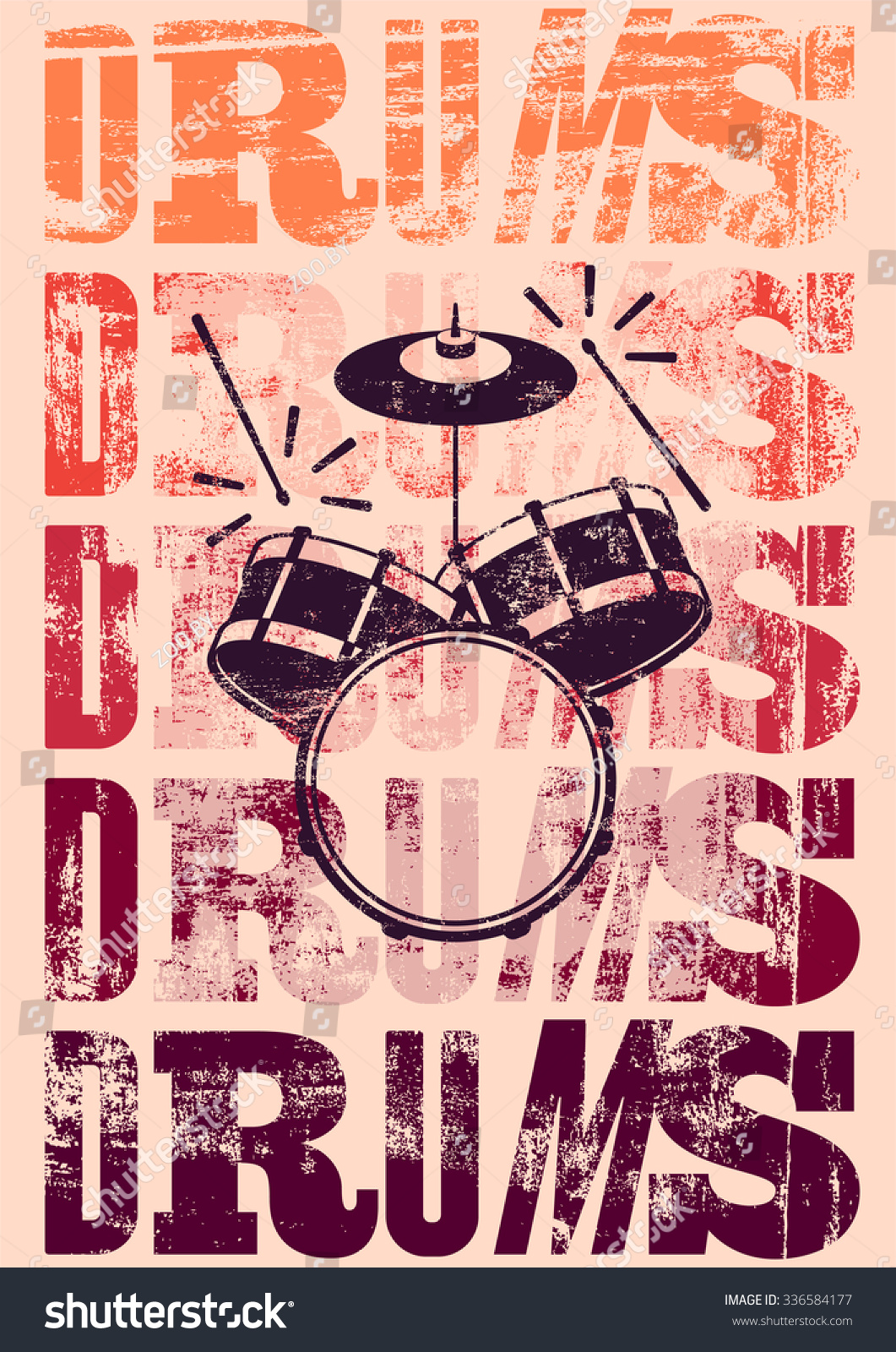 Typographical Drums Vintage Style Poster Retro Stock Vector (Royalty ...