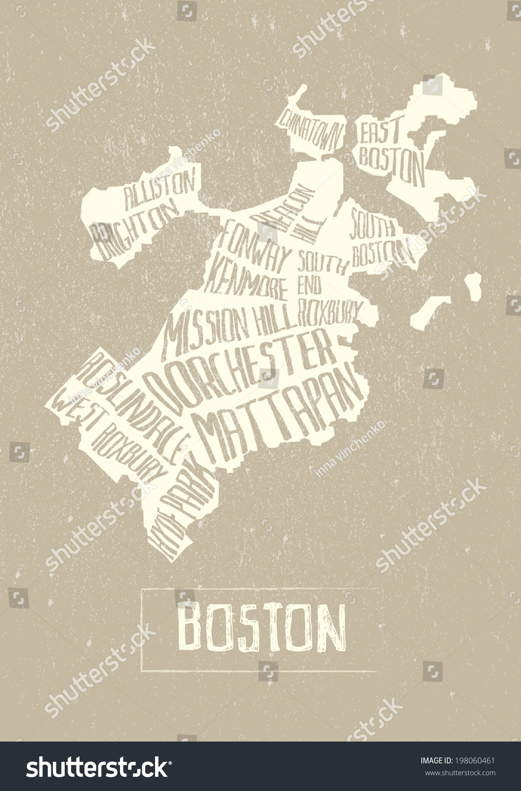 SVG of Typographical Stylized map of Boston city svg