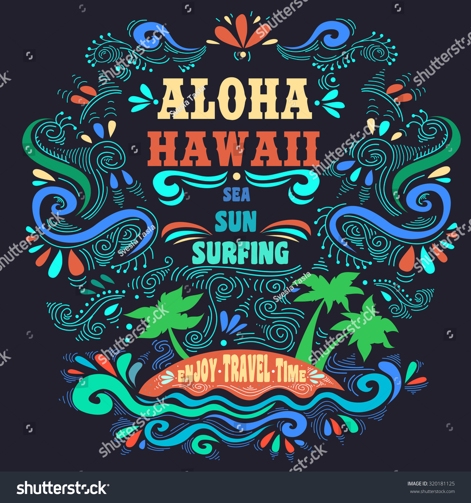 Typography Art Ethnic Typography Poster Aloha Stock Vector 320181125 ...