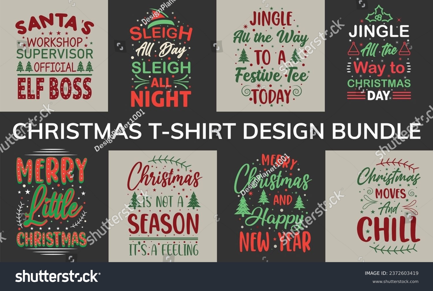 SVG of Typography Christmas T-Shirt Design Bundle, Christmas tee svg