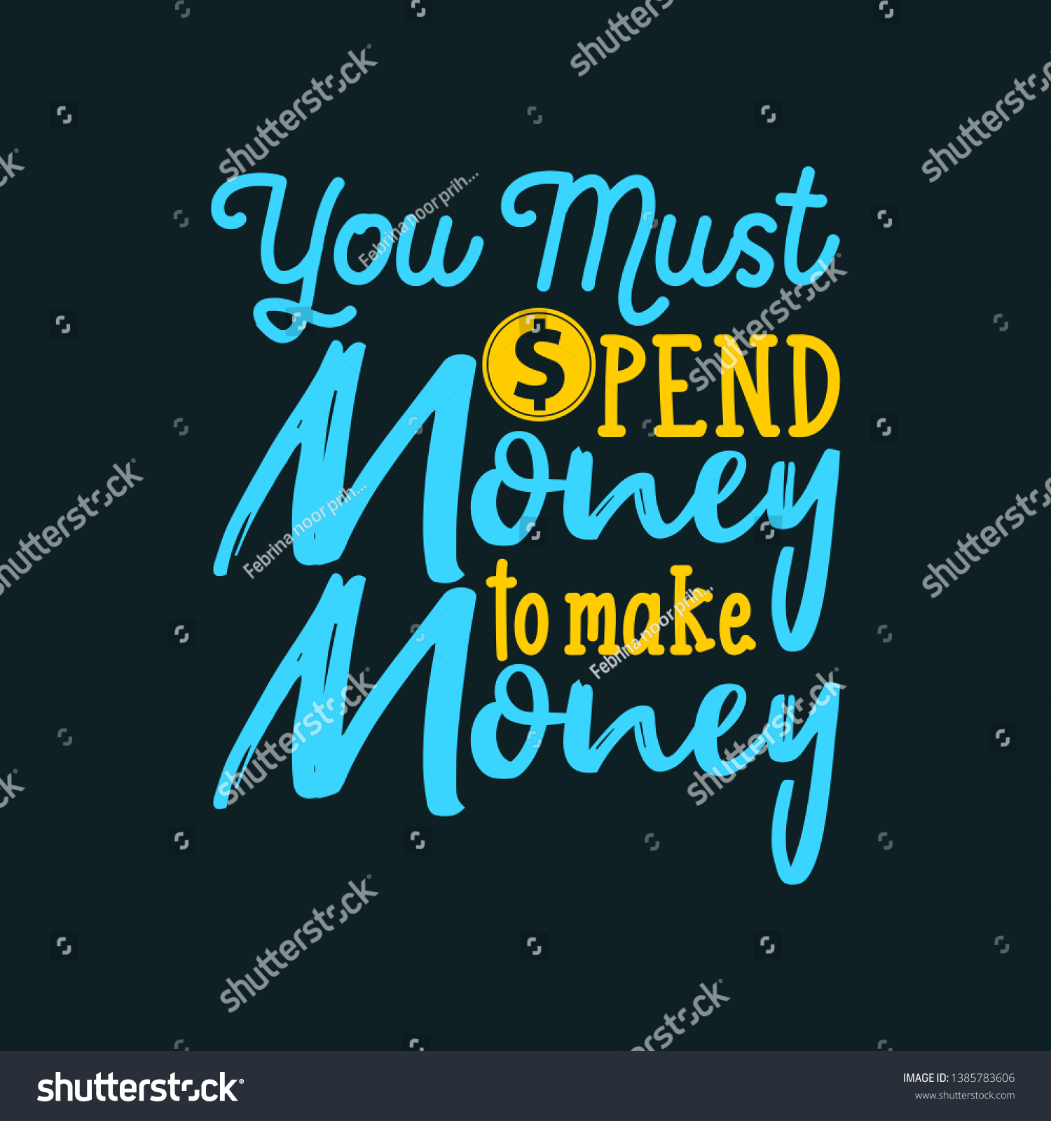 Typography Hand Lettering Money Quote Stock Vector (Royalty Free ...