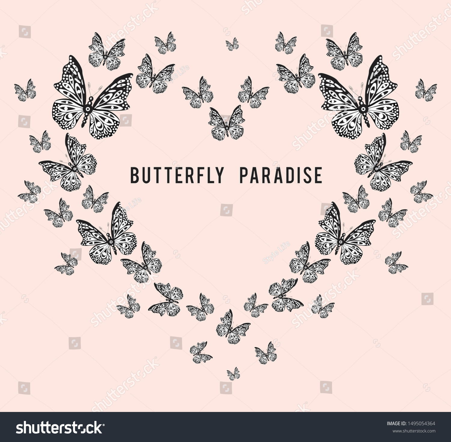 蝶のスローガンのハートイラストアート のベクター画像素材 ロイヤリティフリー