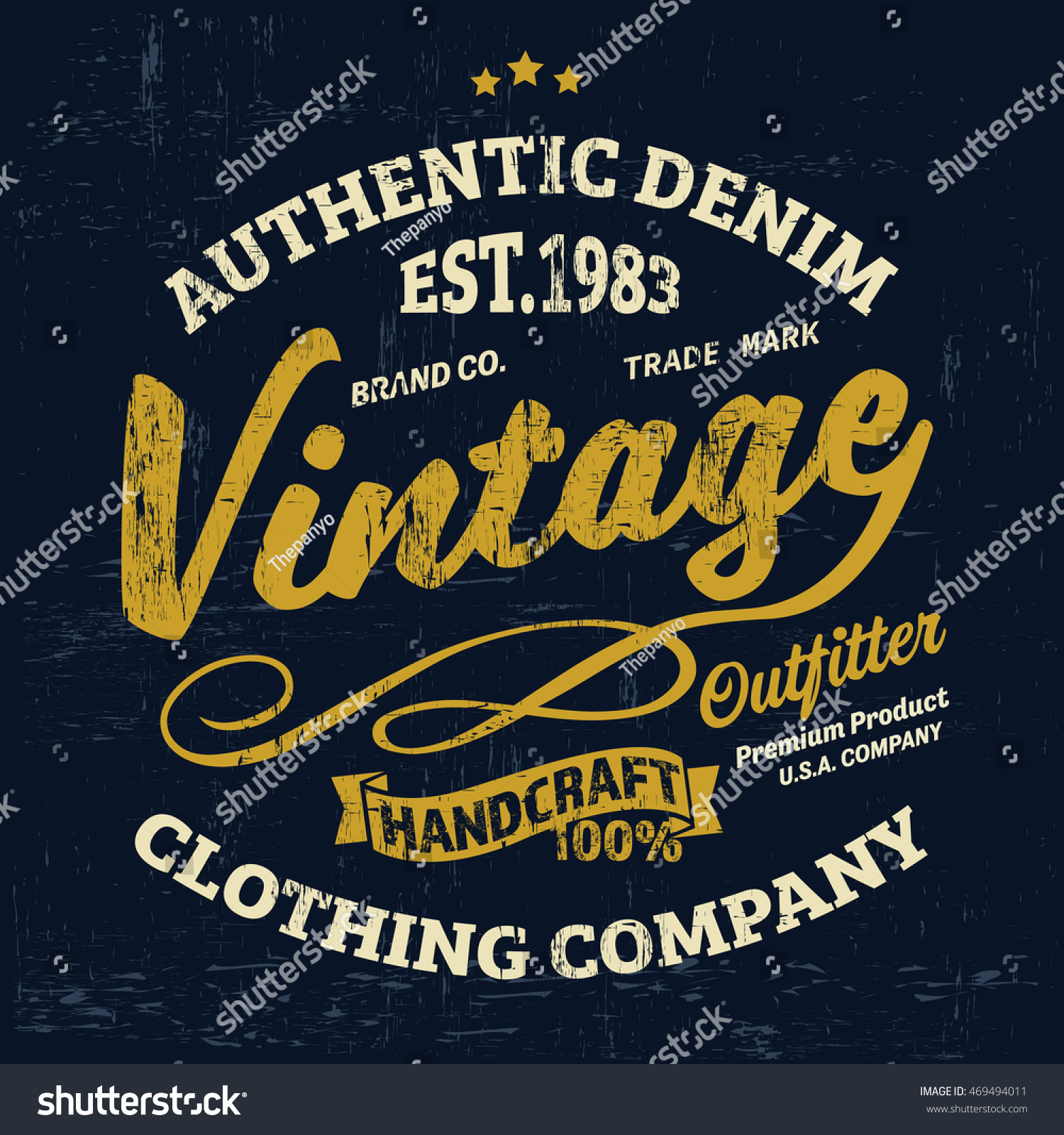 Typography Vintage Denim Brand Logo Print Stock Vector 469494011 ...
