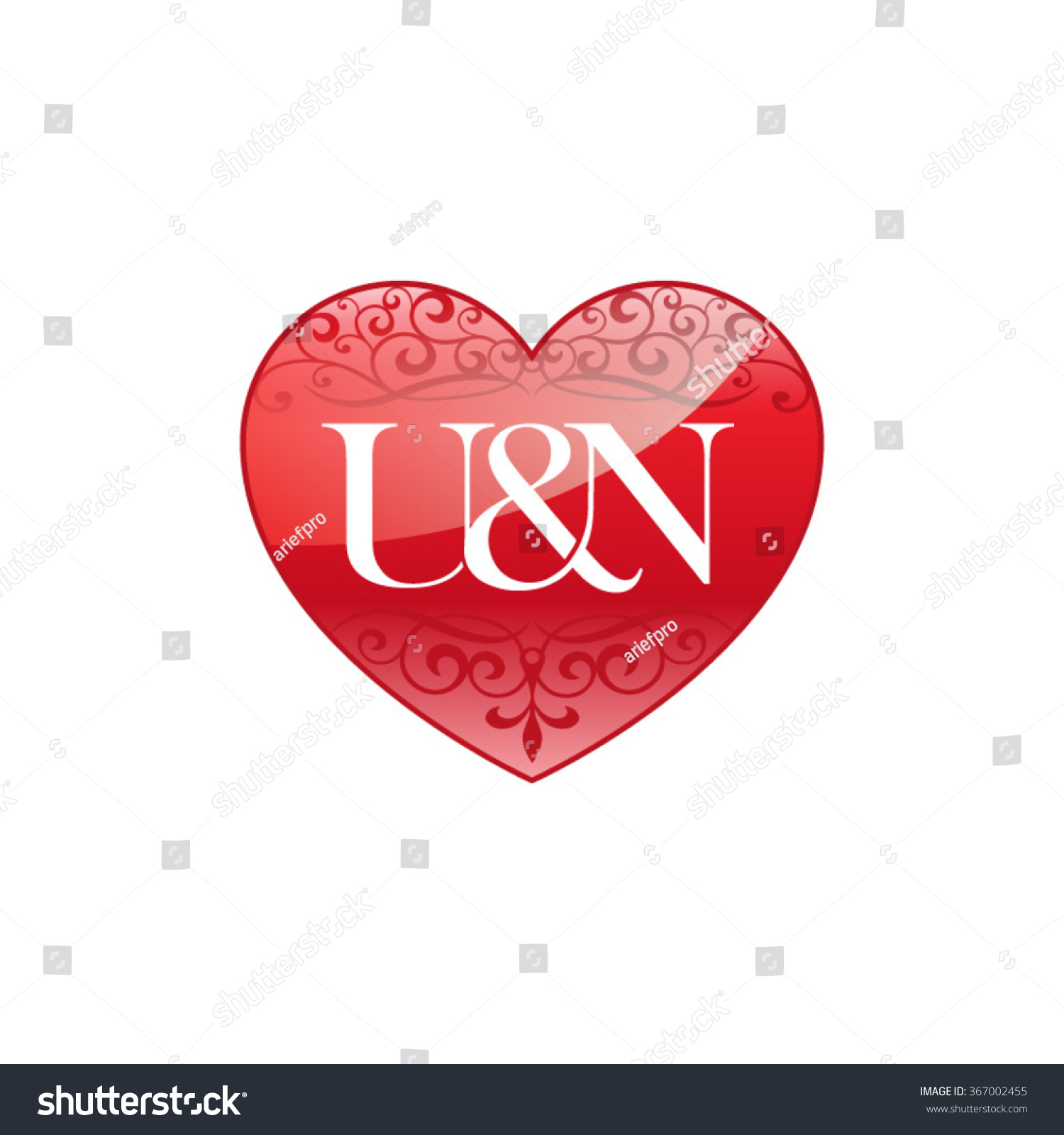 Un Initial Letter Logo Ornament Heart Business Finance Signs