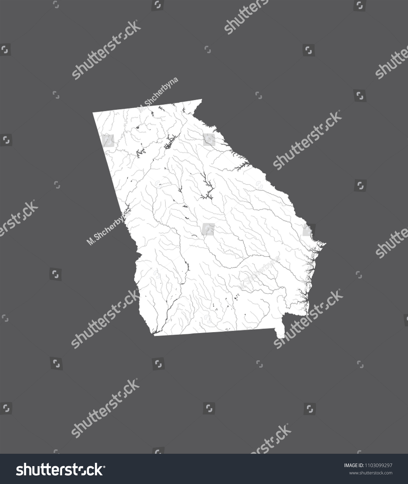 Us States Map Georgia Hand Made Stock Vector Royalty Free 1103099297