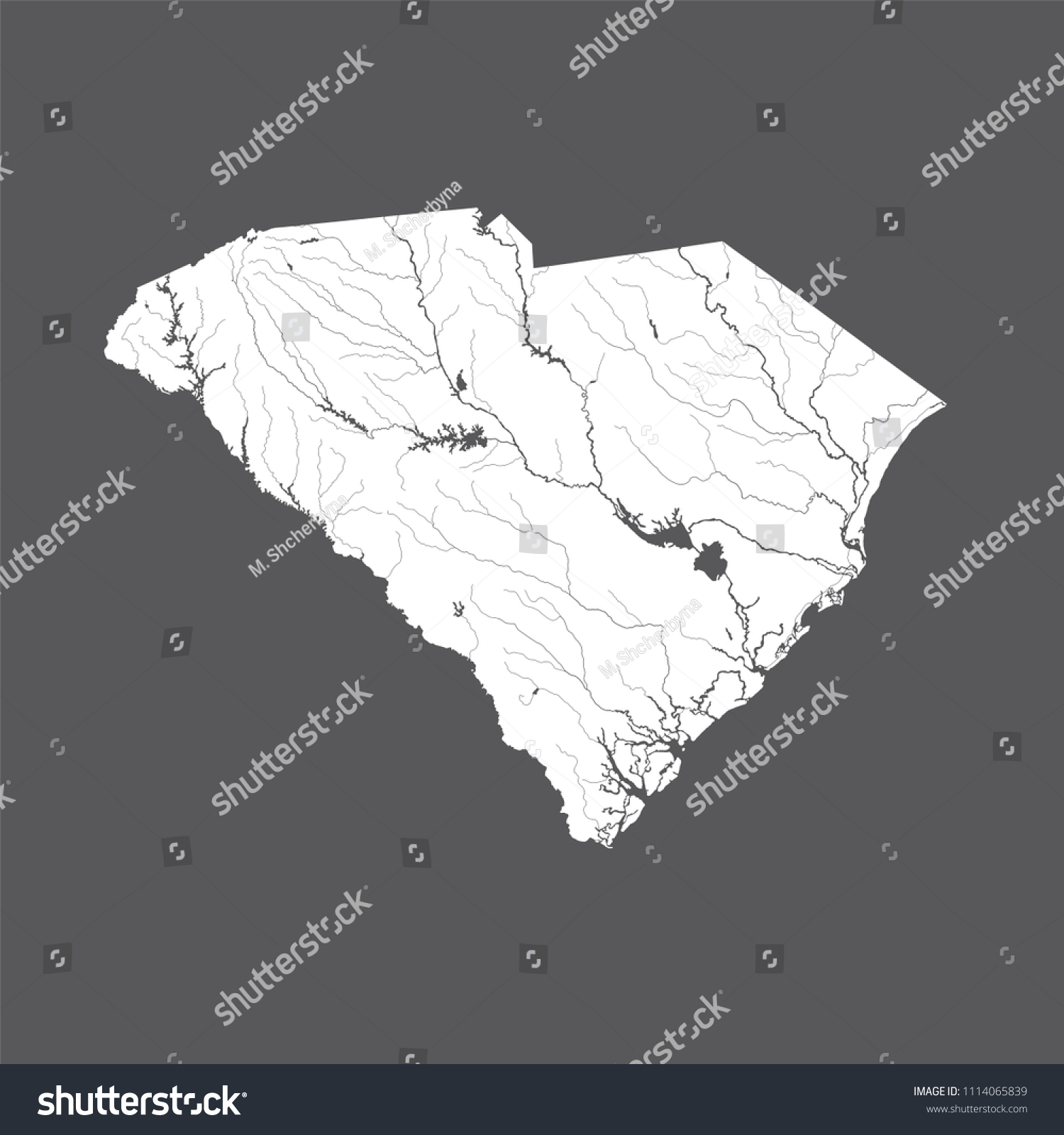 Us States Map South Carolina Rivers Stock Vector Royalty Free   Stock Vector U S States Map Of South Carolina Rivers And Lakes Are Shown Please Look At My Other Images Of 1114065839 