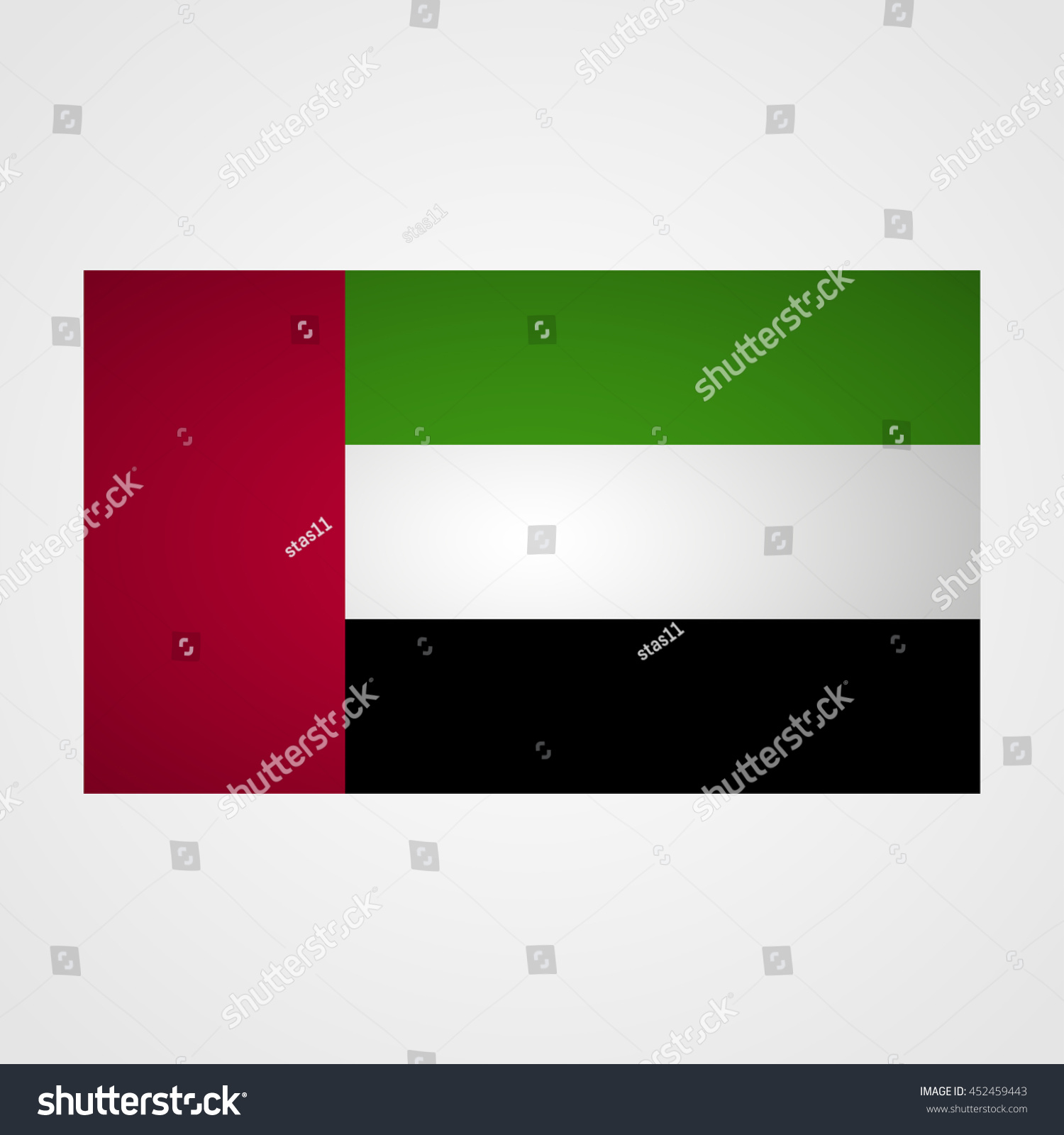 SVG of UAE flag on a gray background. Vector illustration svg