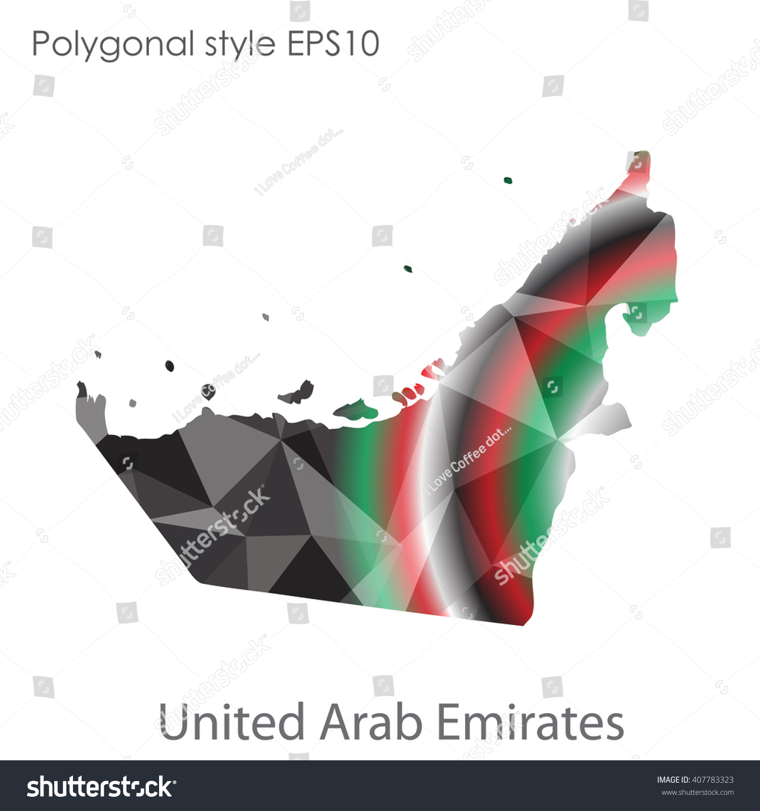 Uaeunited Arab Emirates Map Geometric Polygonal Stock Vector (Royalty ...