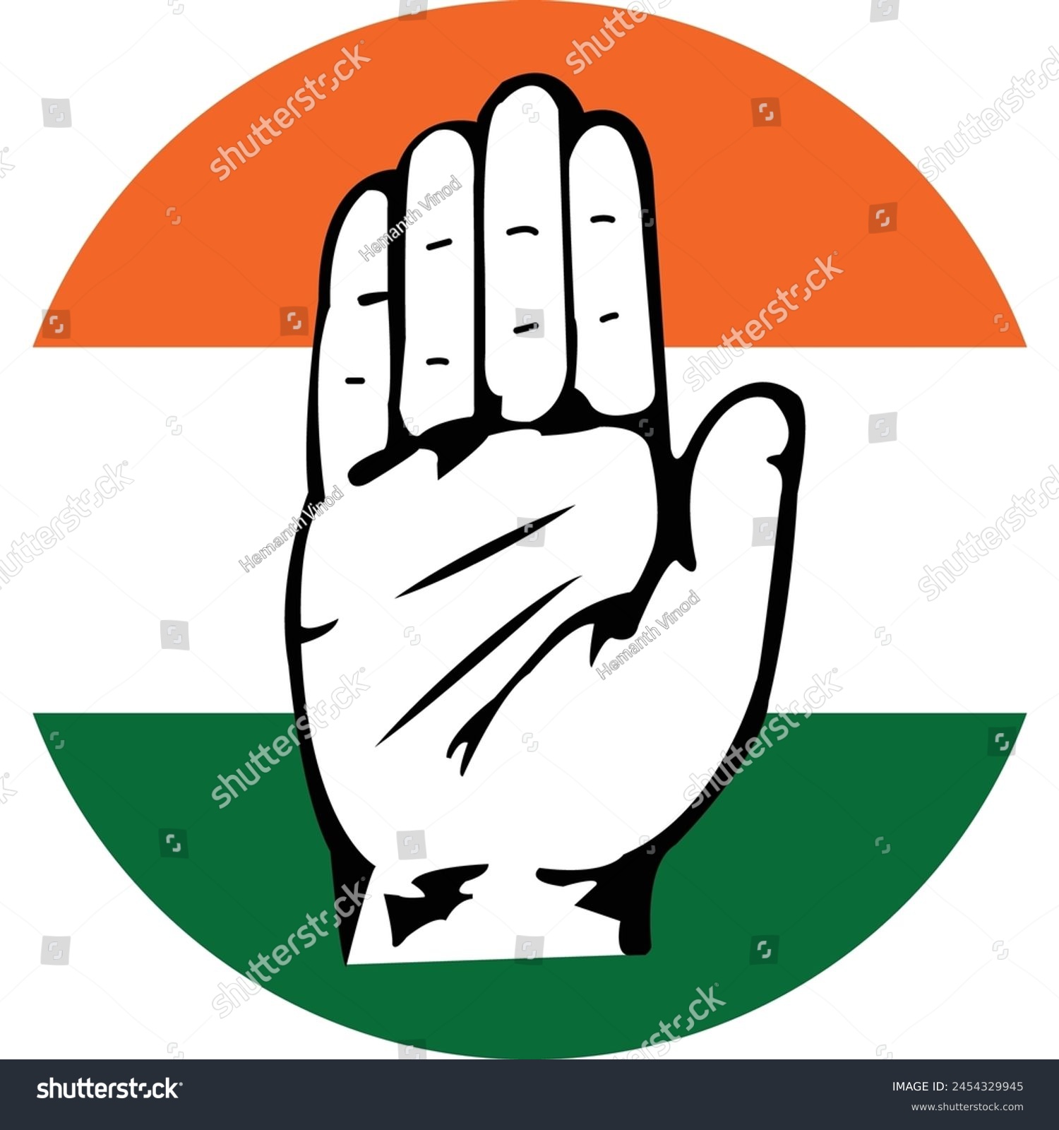 SVG of Udf congress party logo with palm of the hand and tricolour flag behind vector  svg