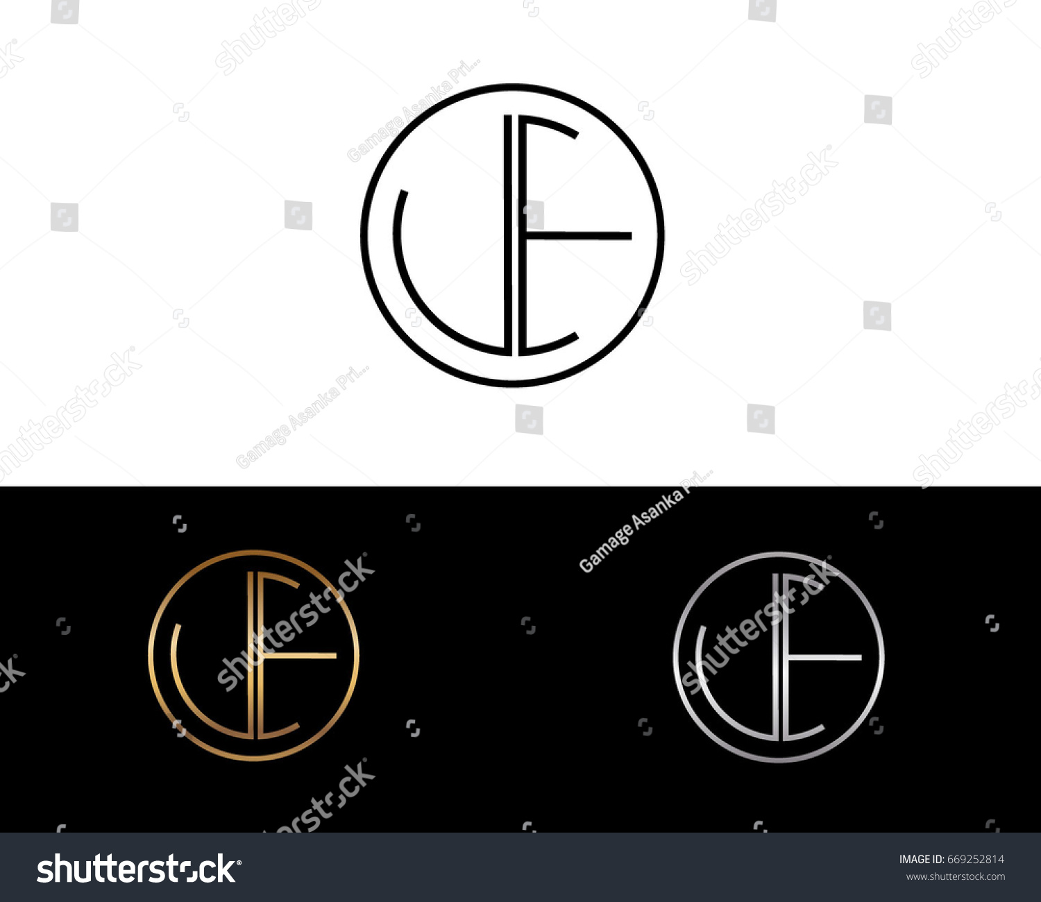 Ue Round Circle Shape Initial Letter Stock Vector (Royalty Free ...