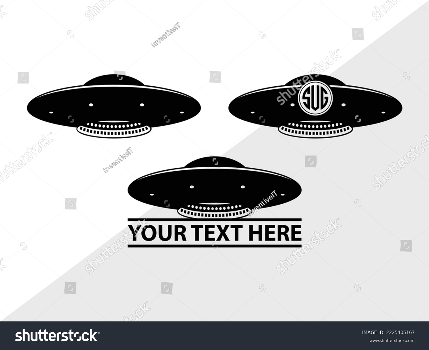 SVG of UFO Monogram Printable Vector Illustration svg