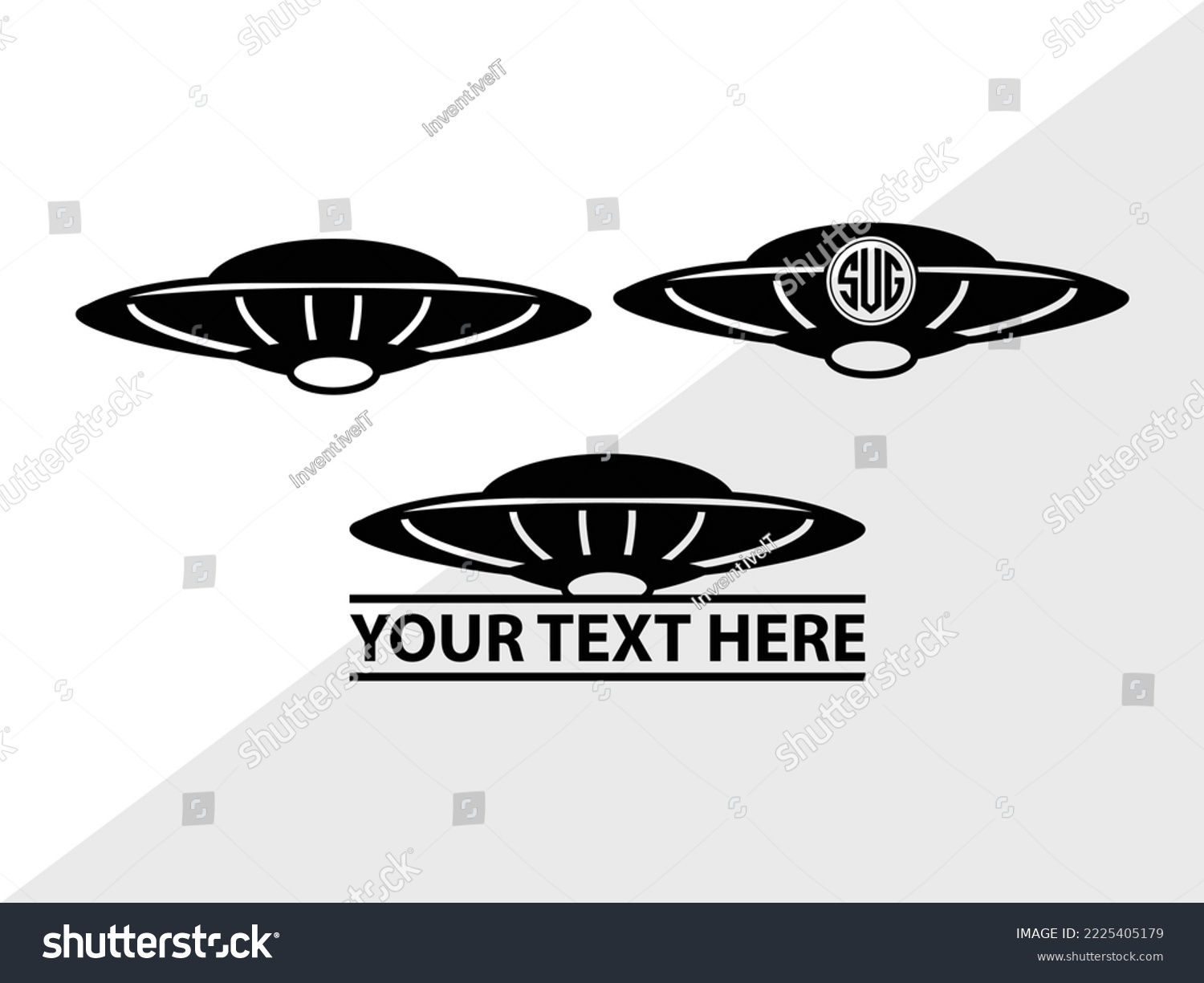 SVG of UFO Monogram Printable Vector Illustration svg