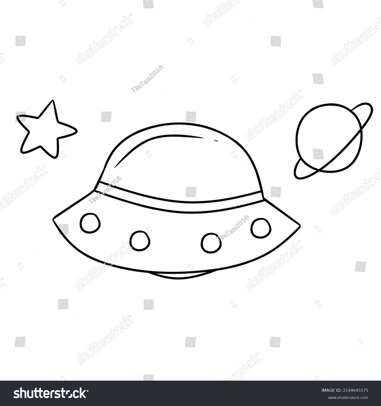 Ufo Outline Doodle Illustration Suitable Coloring Stock Vector (Royalty ...