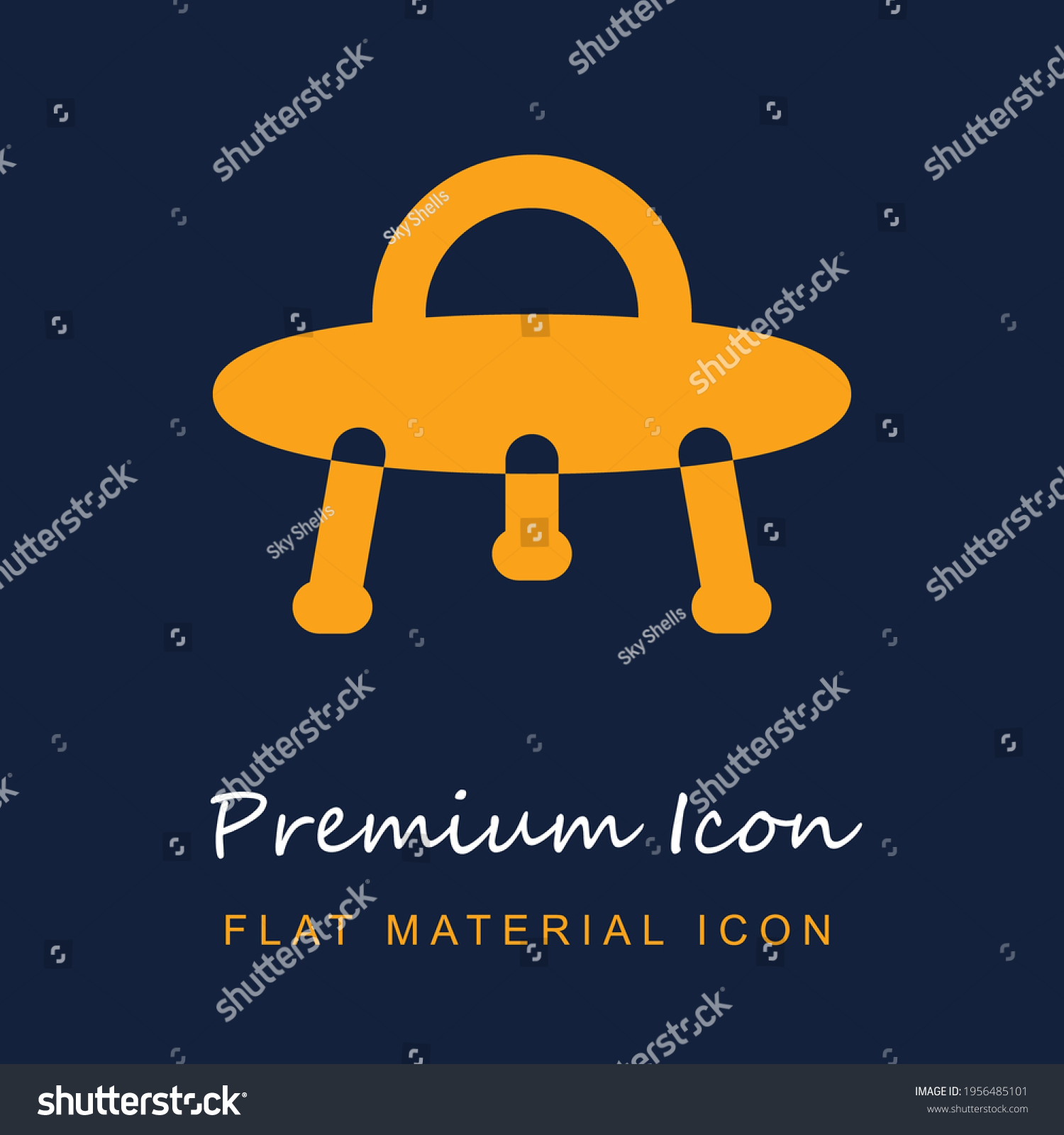 SVG of Ufo premium material ui ux isolated vector icon in navy blue and orange colors svg