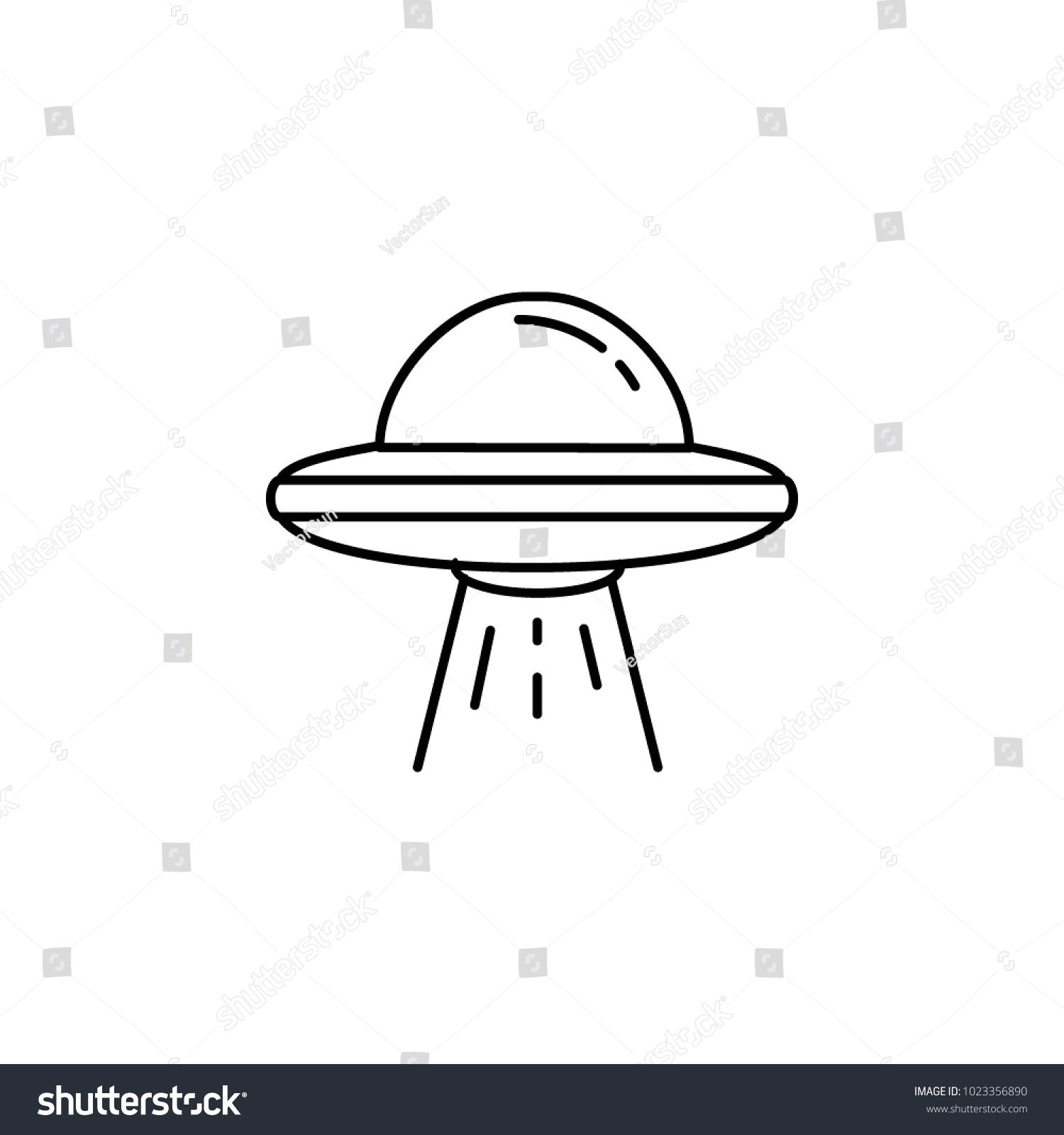 線のスタイルのufo宇宙船のアイコン 白い背景にスペースイラストとufo スペースデザインのエレメント 科学空間オブジェクト のベクター画像素材 ロイヤリティフリー