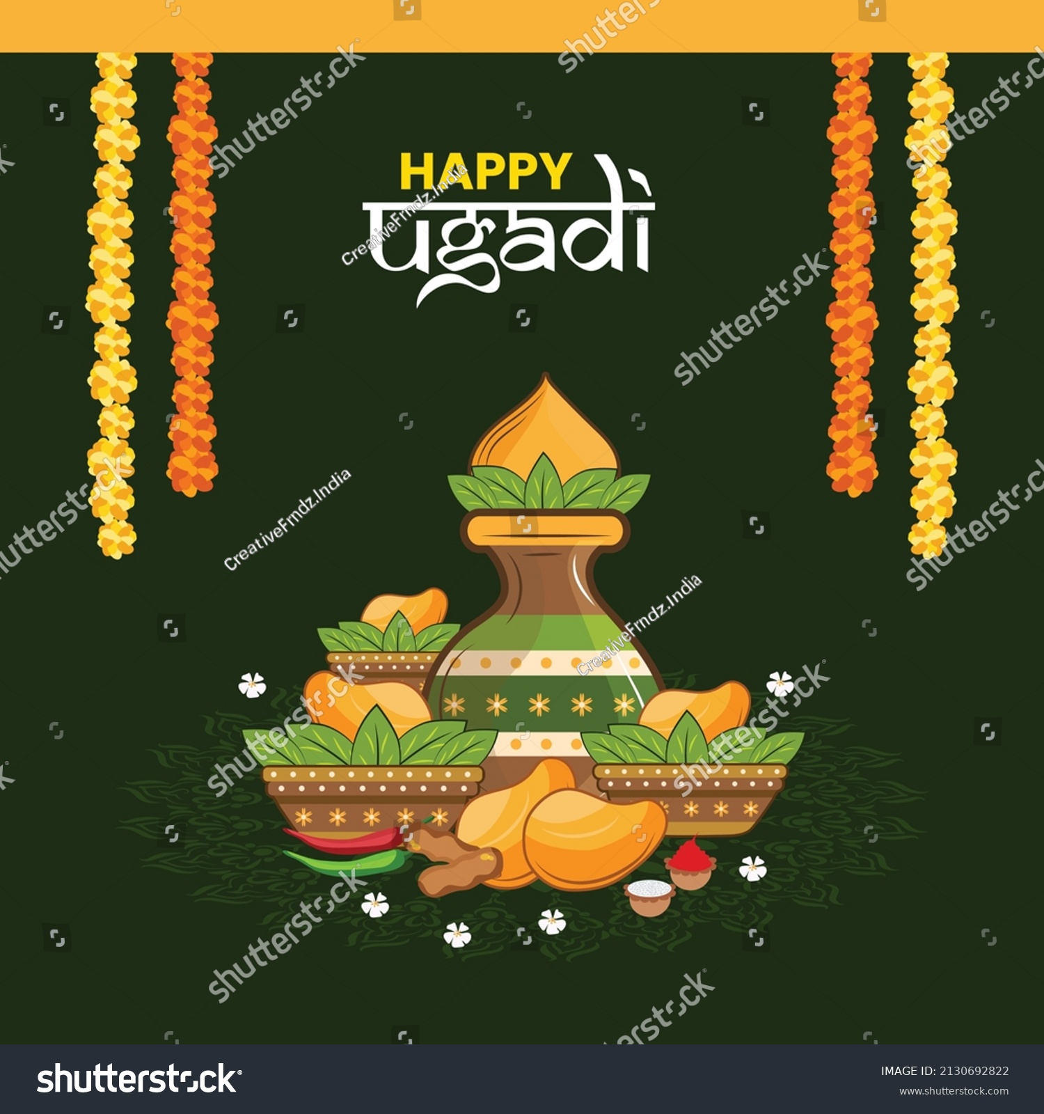 Ugadi Festival Greeting Card Design Stock Vector (Royalty Free ...