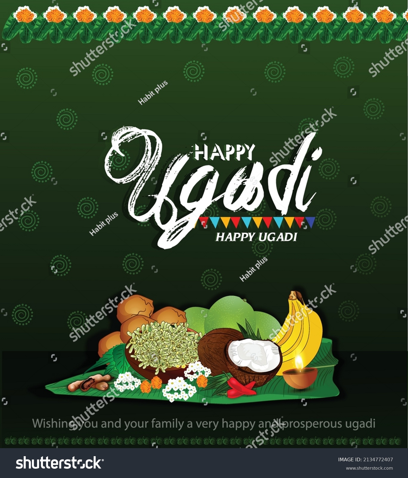 Ugadi Greeting Cardposter Banner Traditional Food Stock Vector (Royalty ...