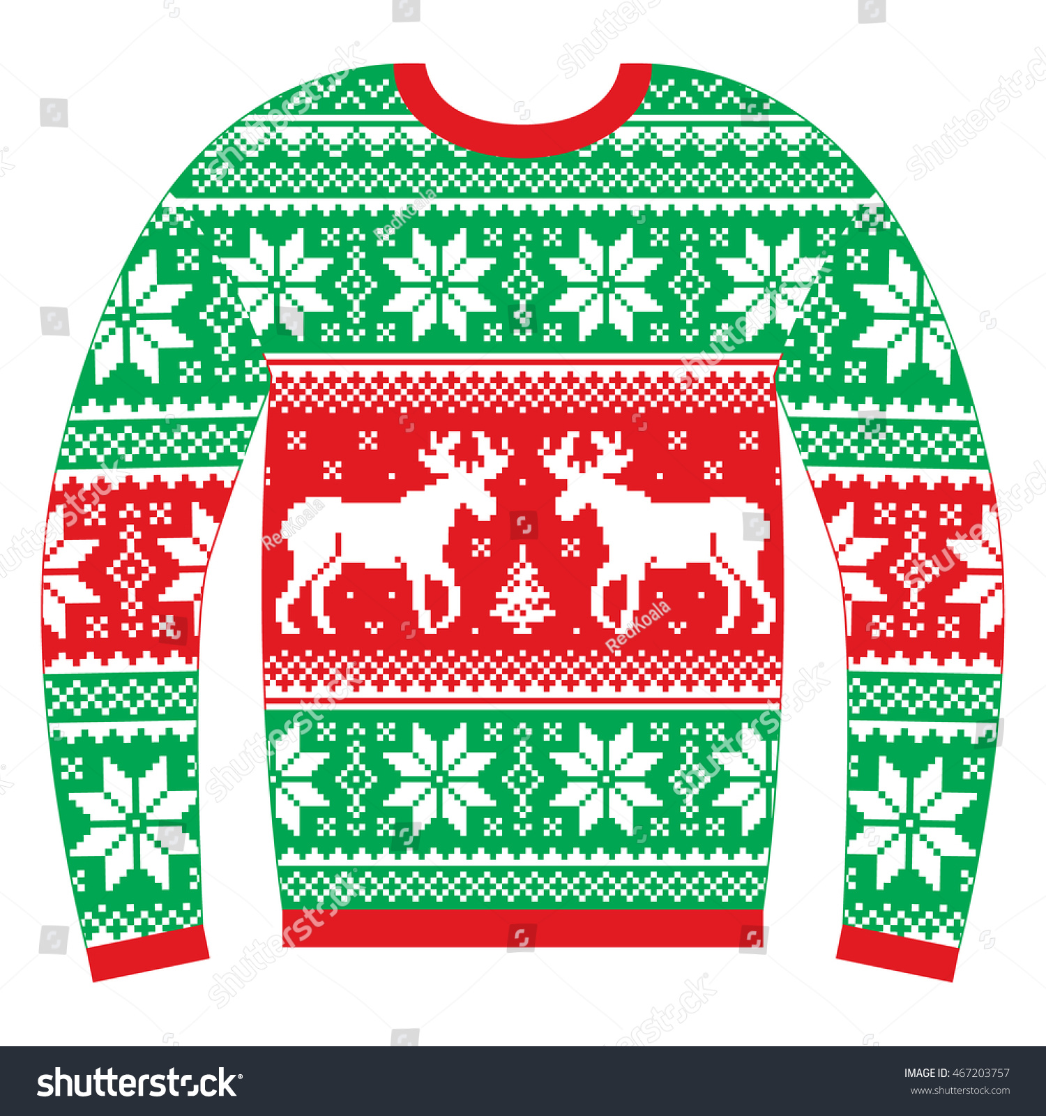 Ugly Christmas Jumper Sweater Reindeer Snowflakes Stock Vector 467203757  Shutterstock