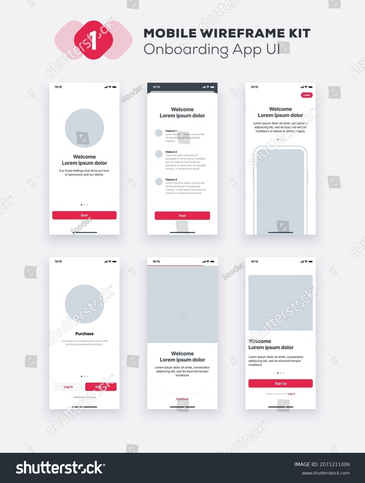 Ui Mobile App Onboarding Ux Gui Stock Vector (Royalty Free) 2071211006 ...